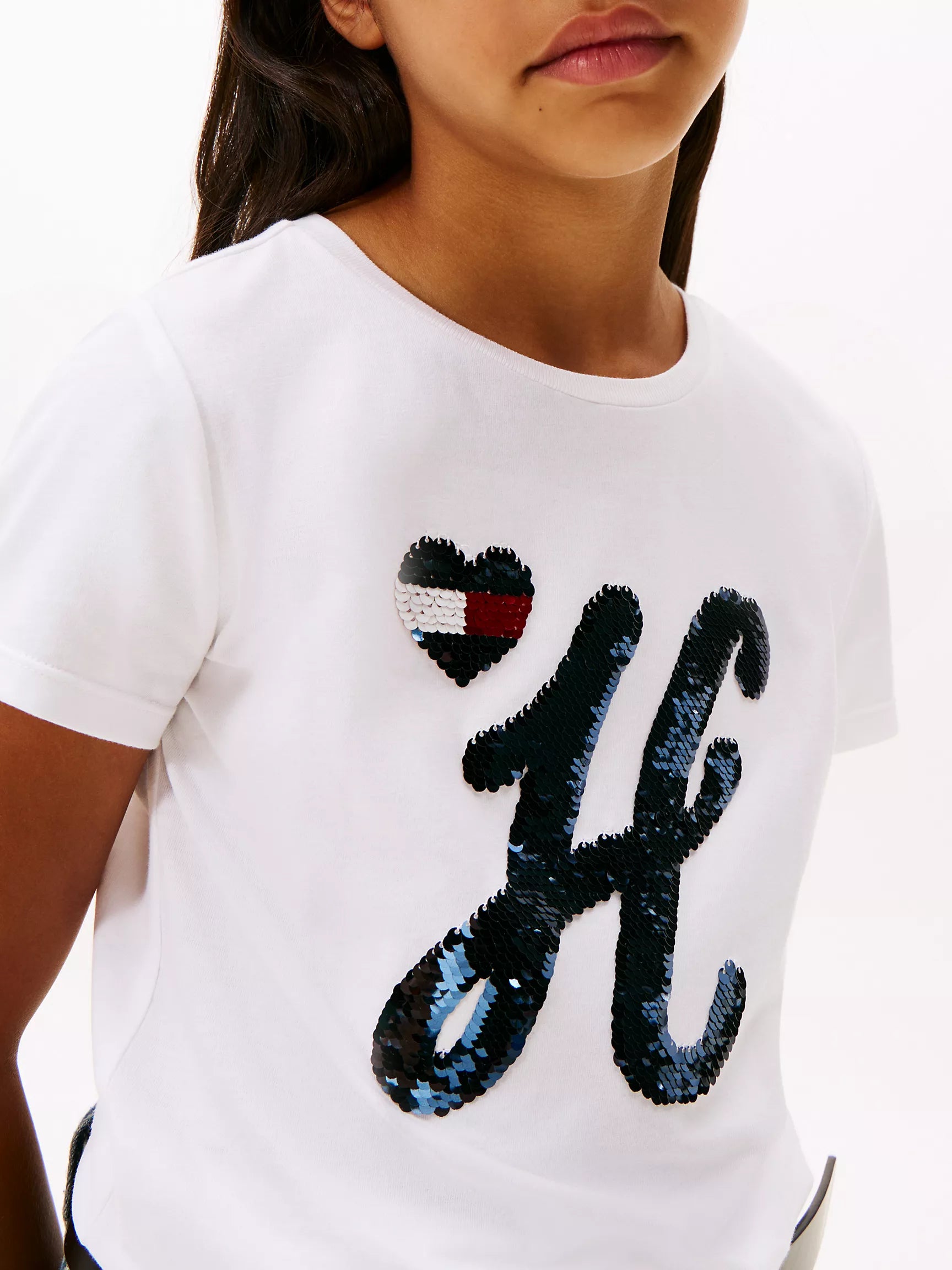 Girls' Tommy Sequin Logo T-Shirt