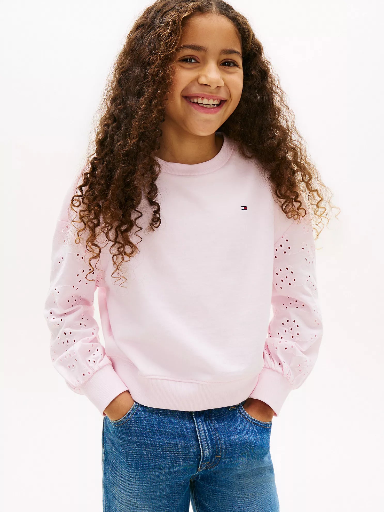 GIRLS Tommy Embroidered Star Sweatshirt Light Pink
