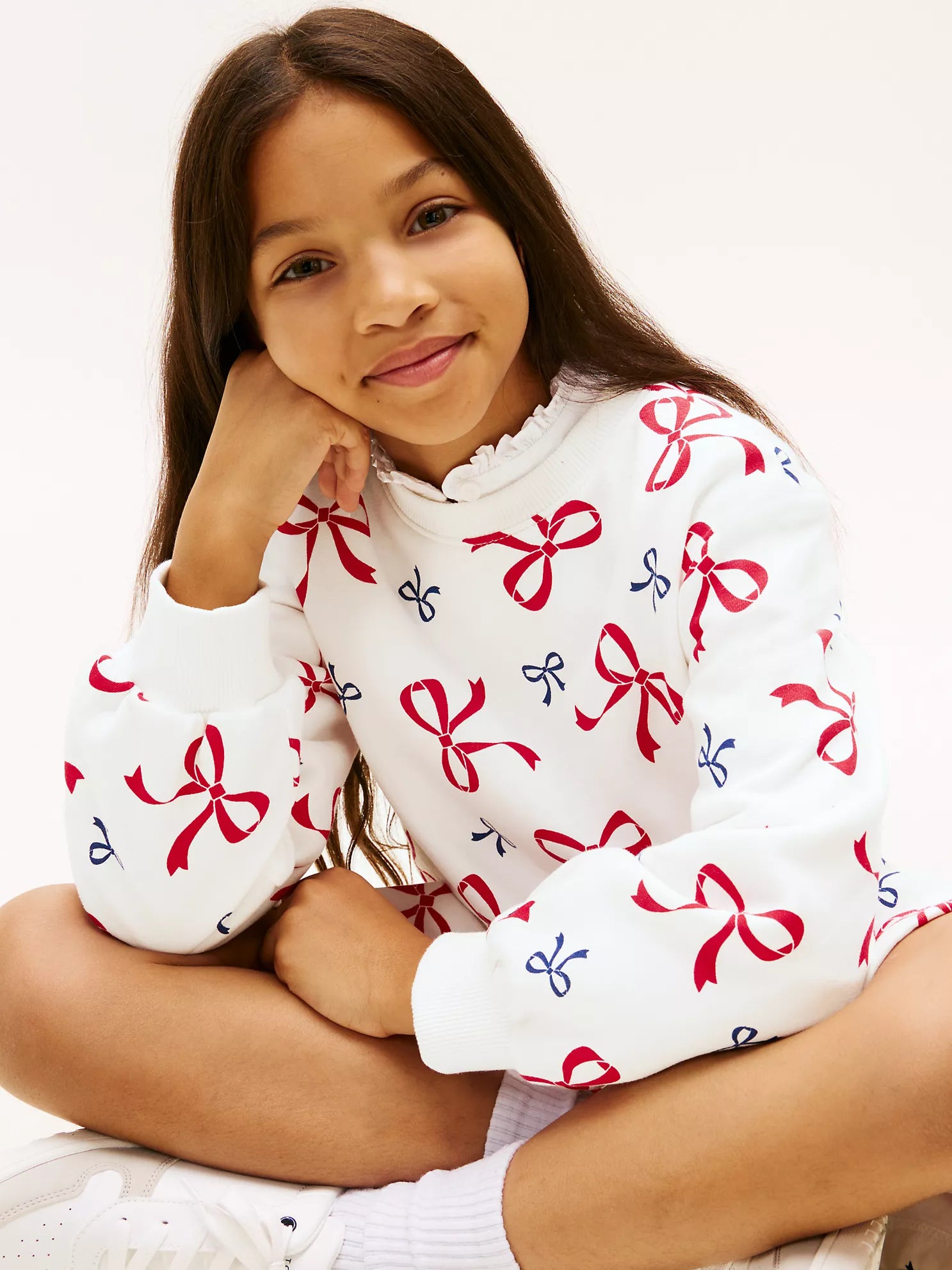 TOMMY Girls Kids' Allover Bow Print Sweatshirt Dress