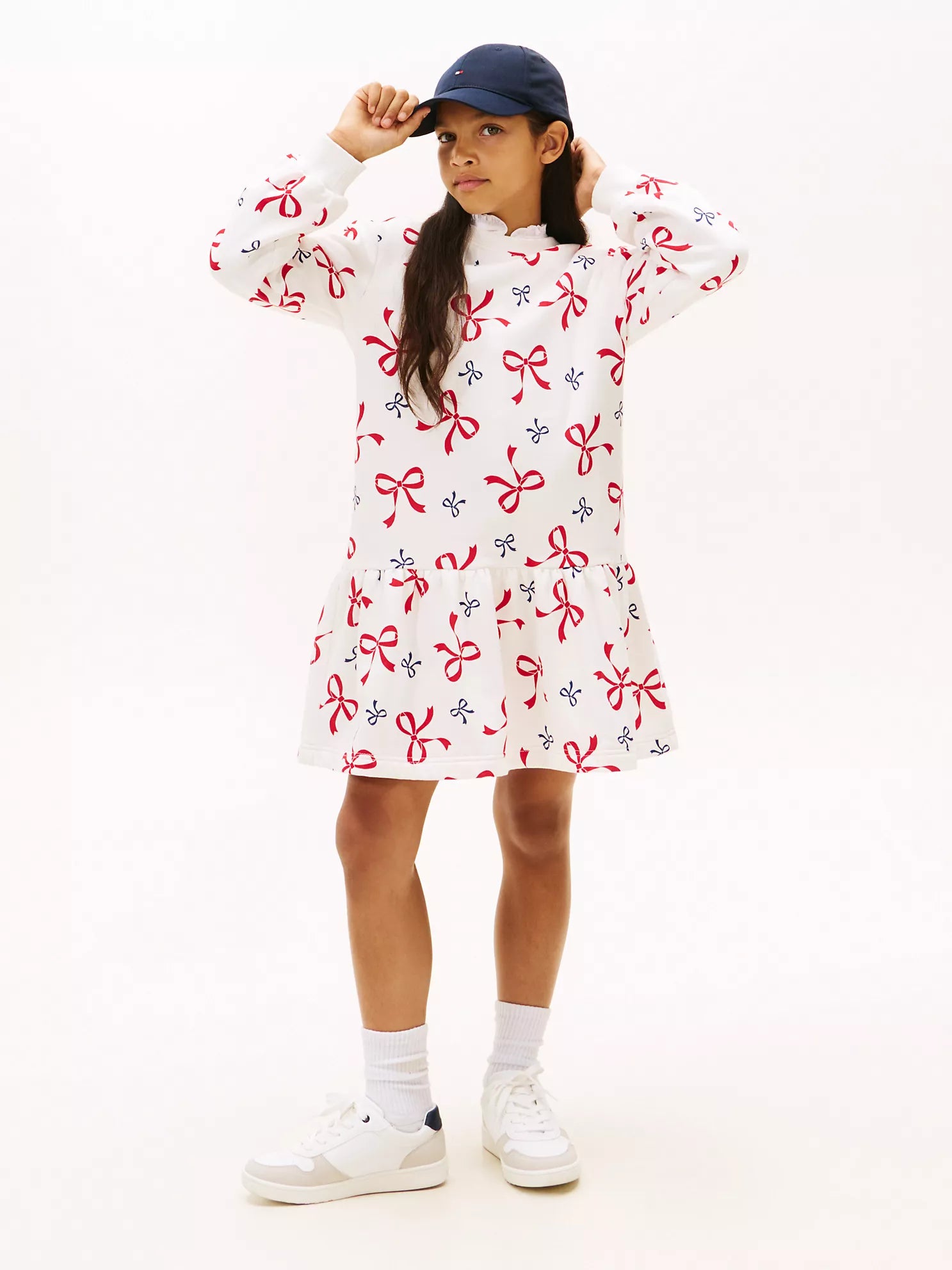 TOMMY Girls Kids' Allover Bow Print Sweatshirt Dress