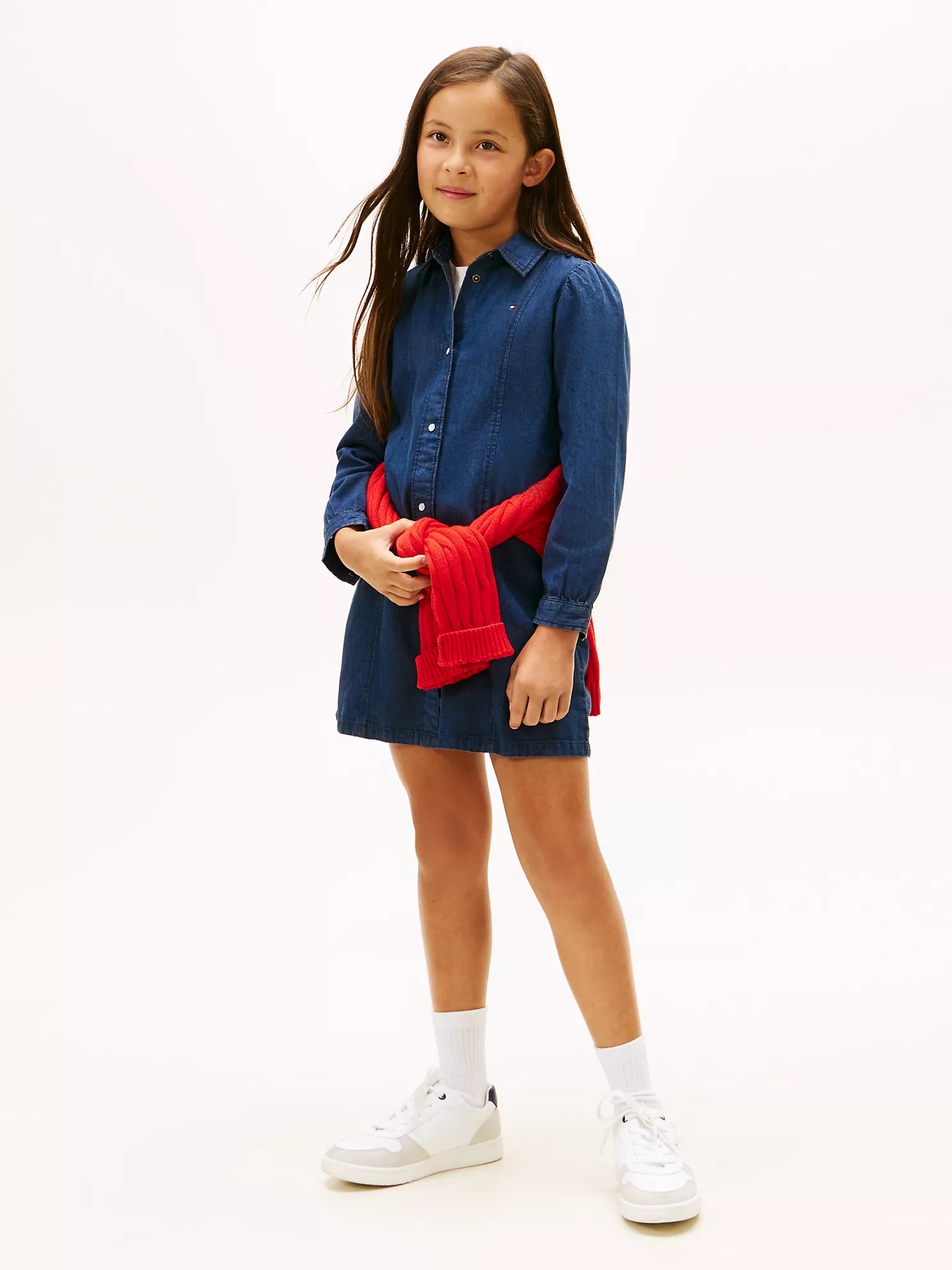 TOMMY Girls Puff-Sleeve Denim Dress
