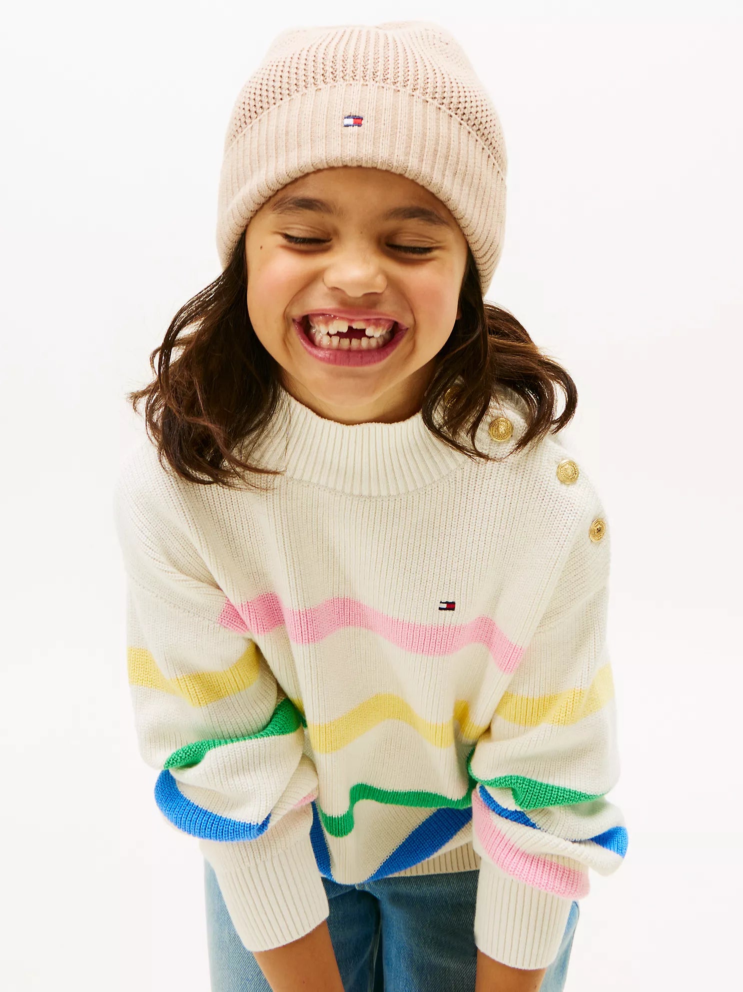 TOMMY Girls Multicolor Stripe Mockneck Sweater