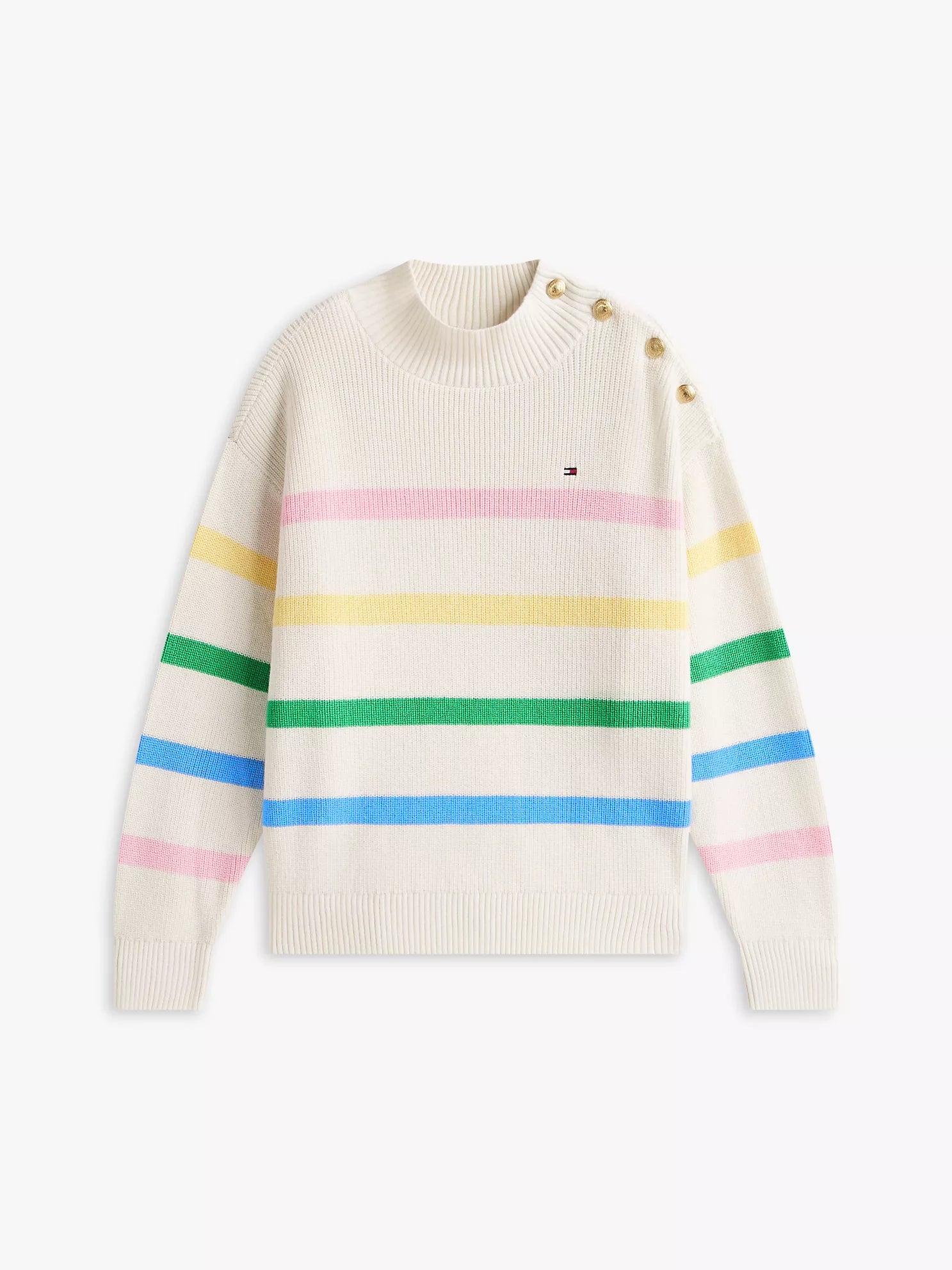 TOMMY Girls Multicolor Stripe Mockneck Sweater