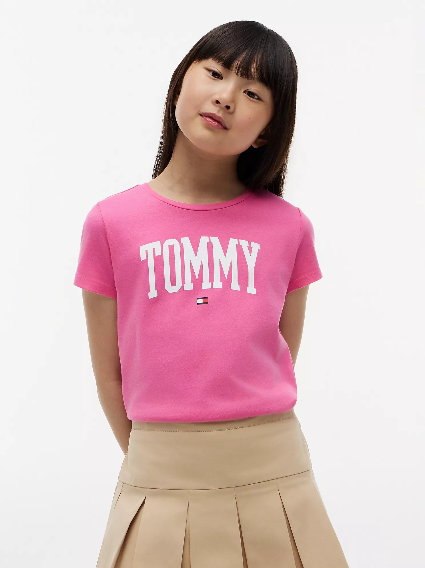 Girls' Tommy Logo T-Shirt-Radiant Pink
