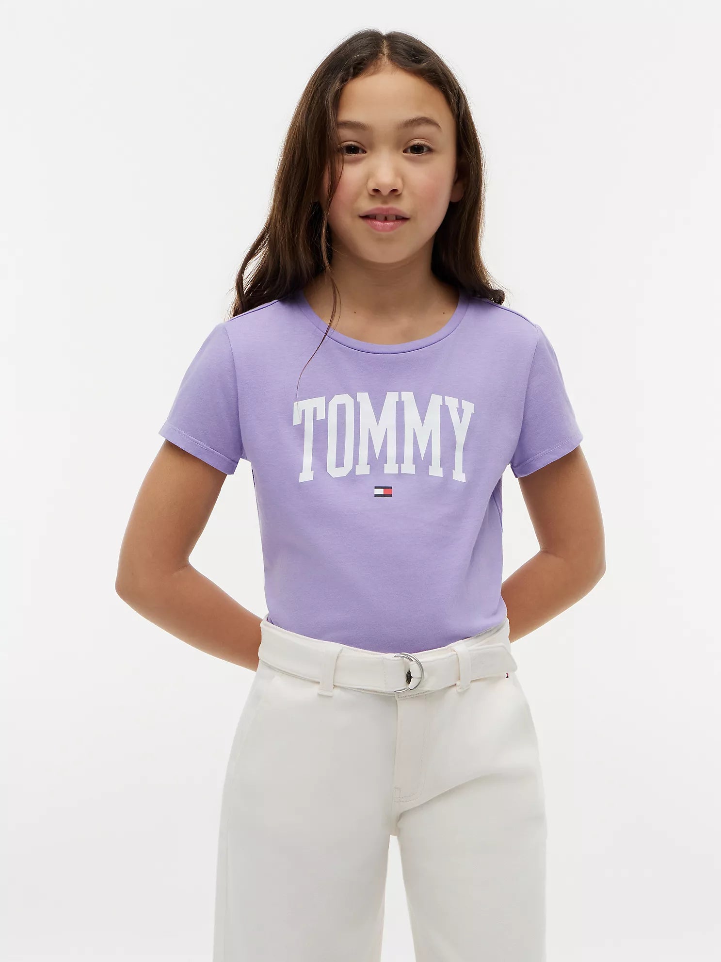 Girls' Tommy Logo T-Shirt-Violet Viola