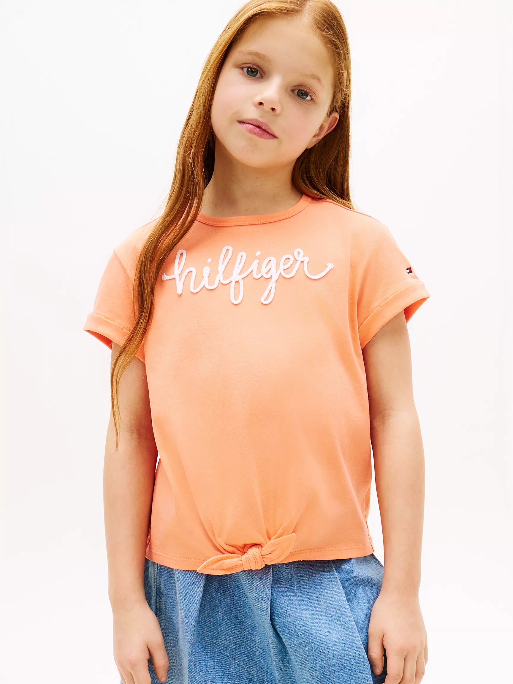 Kids' Hilfiger Logo Tie-Front T-Shirt-Sweet Necratine