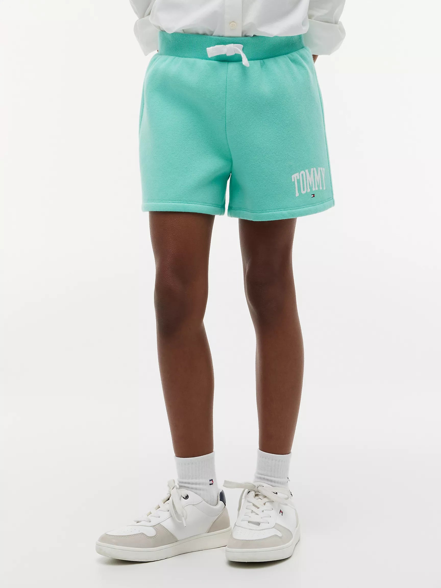 Girls' Tommy Logo Sweatshort-Light Jade Green