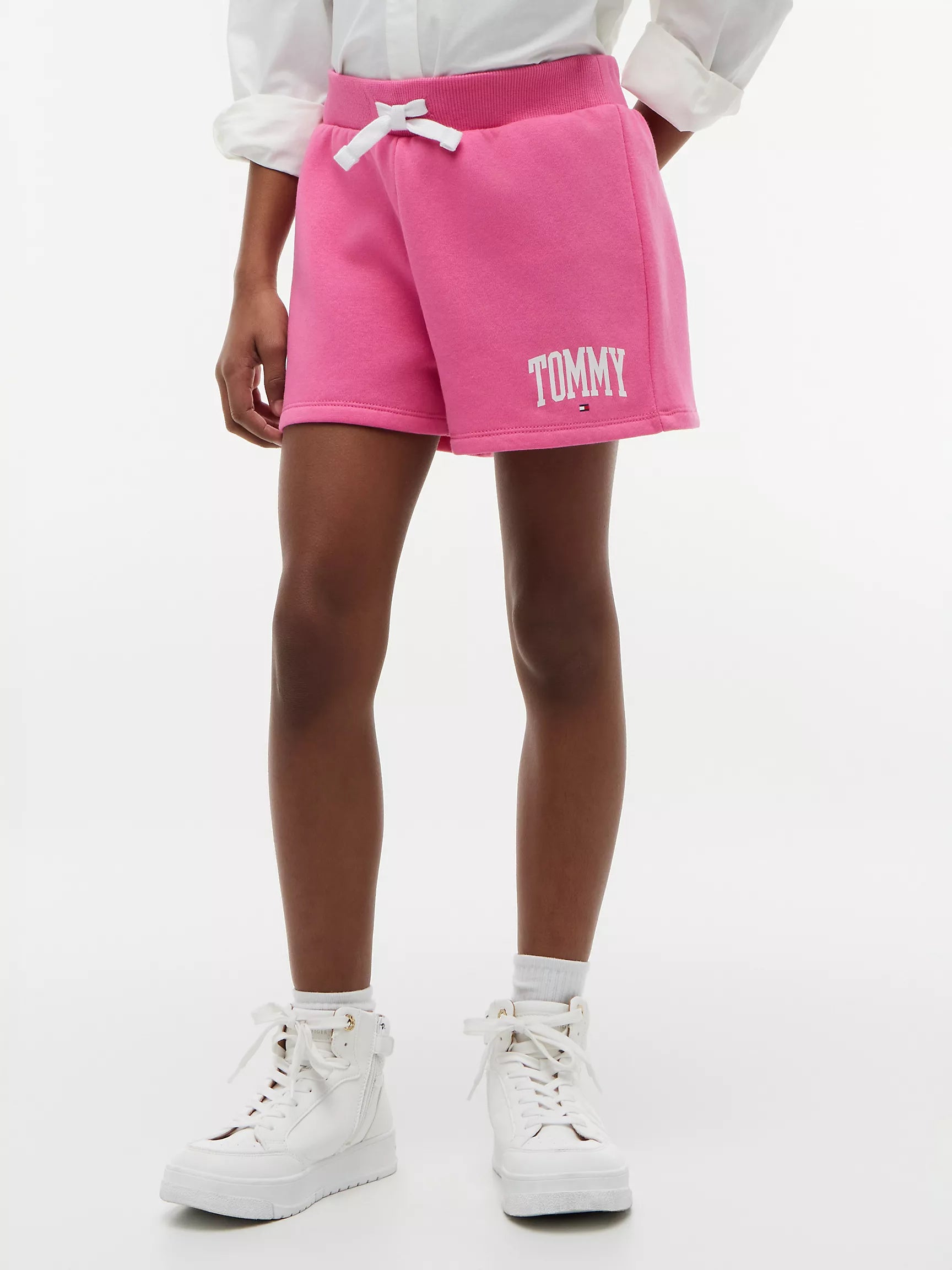 Girls' Tommy Logo Sweatshort-Radiant Pink