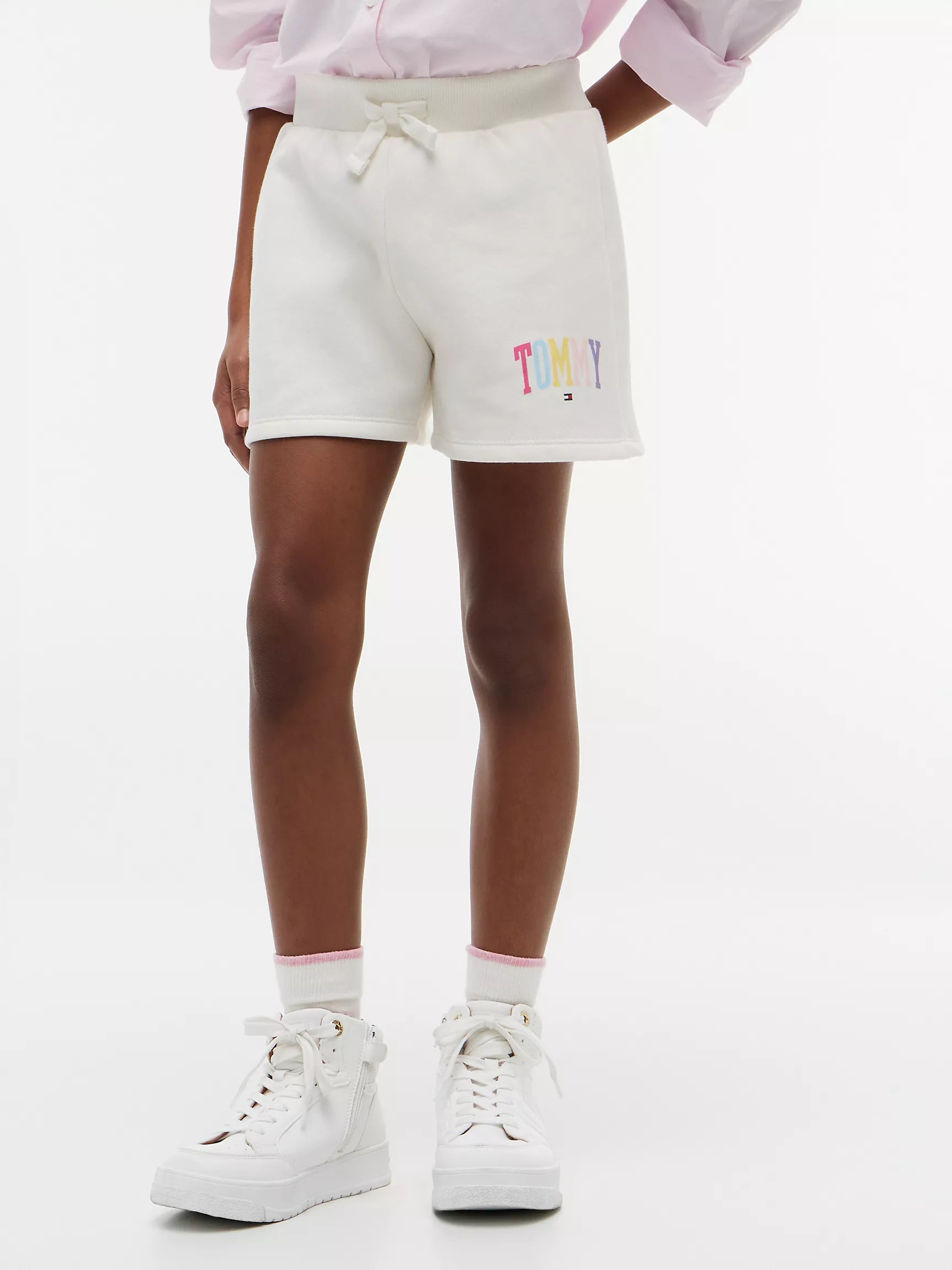 Girls' Tommy Logo Sweatshort-Ivory Silk