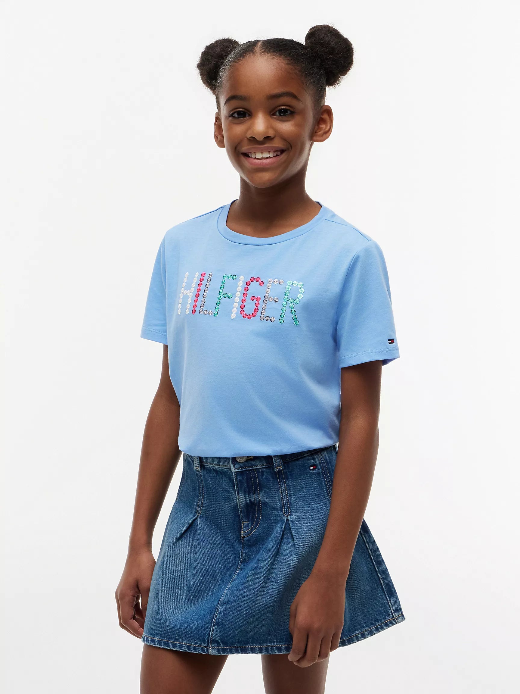 Kids' Sequin Hilfiger Logo T-Light Iris Blue