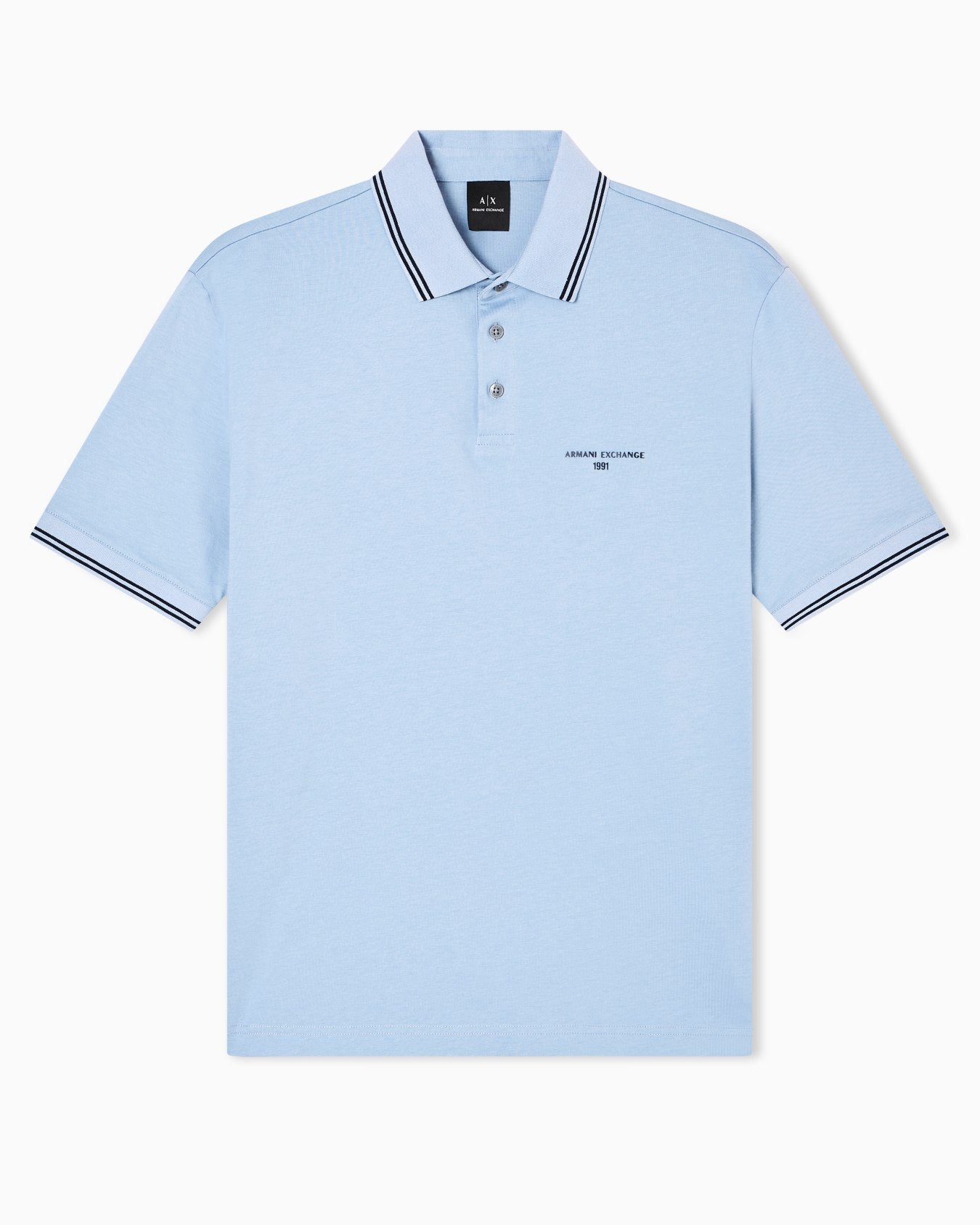 Armani Exchange Men's Regular fit cotton jersey polo shirt-Light Blue