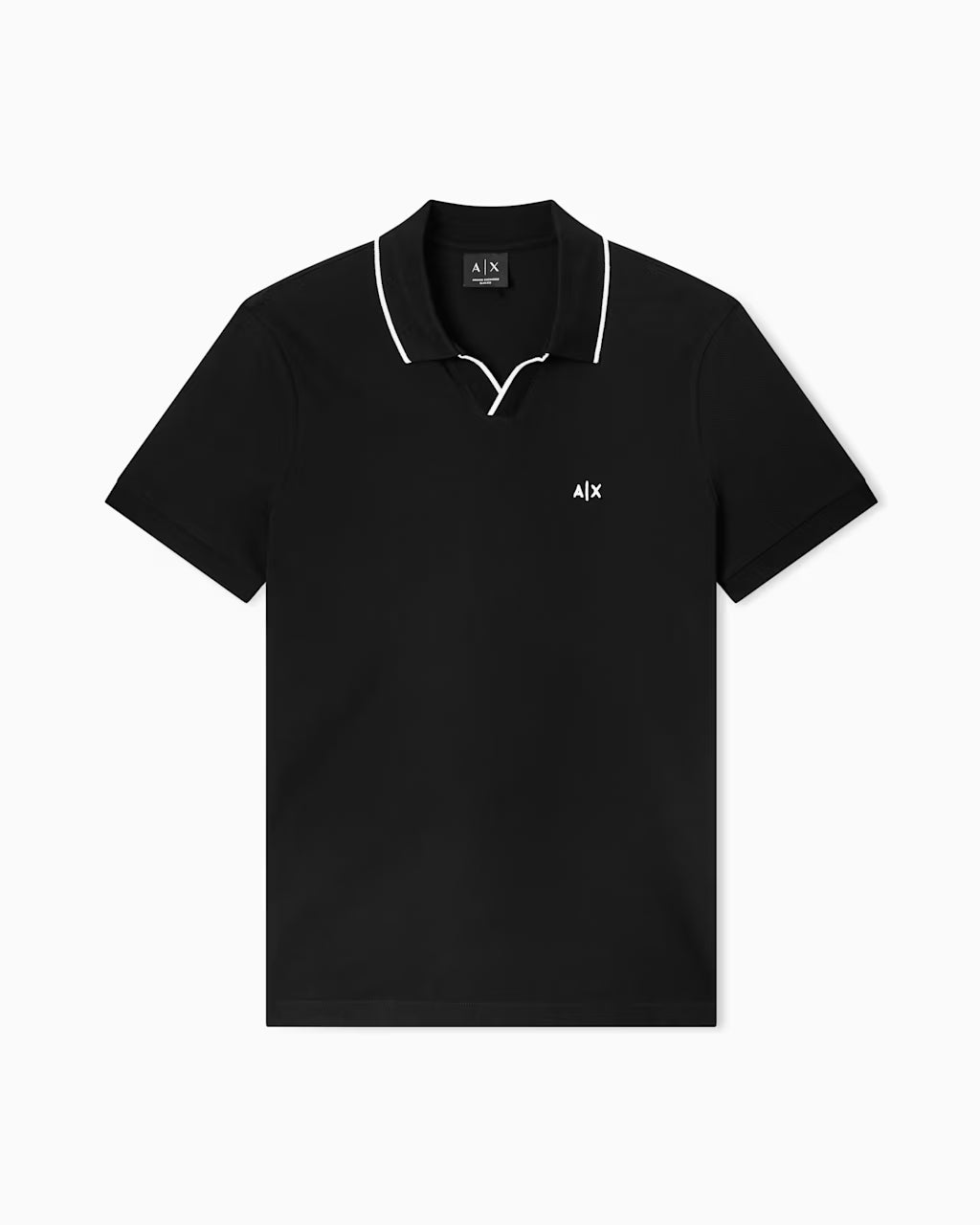 Armani Exchange Classic Polo Shirt in Breathable Cotton Piqué- Black