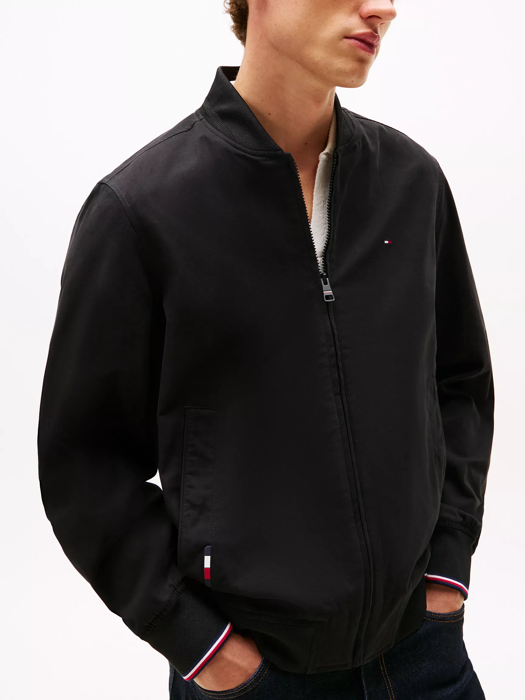 Tommy Mens' Lightweight Twill Bomber Jacket Black