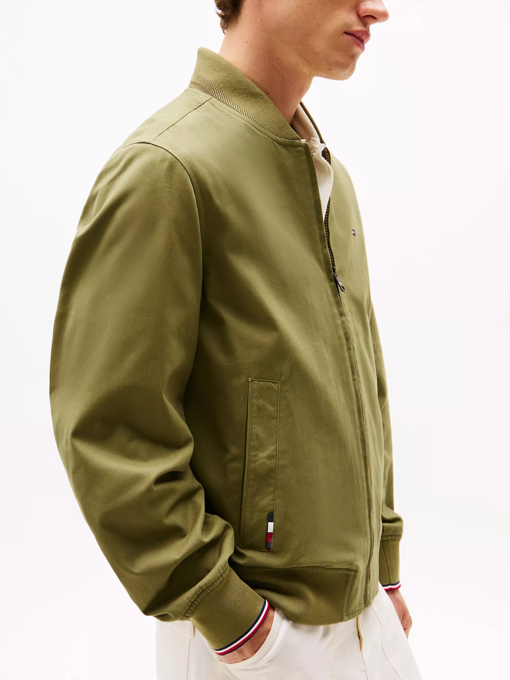 Tommy Mens' Lightweight Twill Bomber Jacket Uniform Olive
