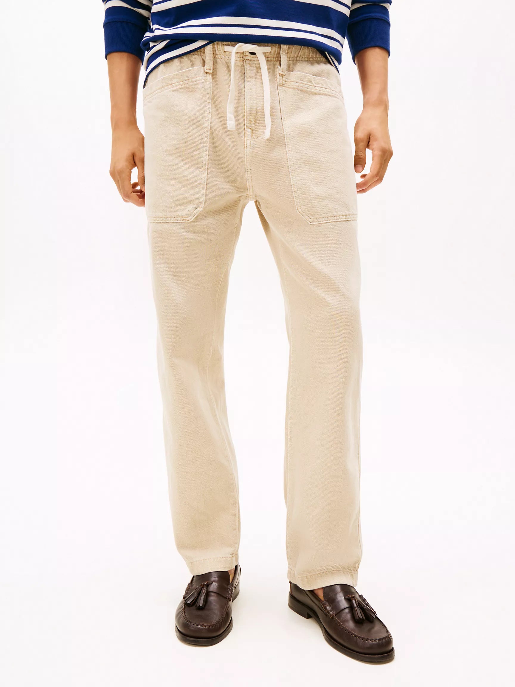 Tommy Mens' Relaxed Fit Drawcord Pant/Classic Beige