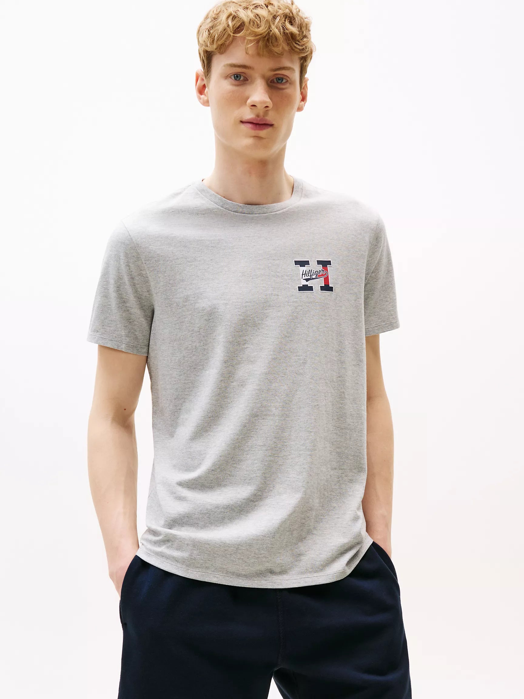 TOMMY MENS' Hilfiger Sport Logo T-Shirt/Grey Heather