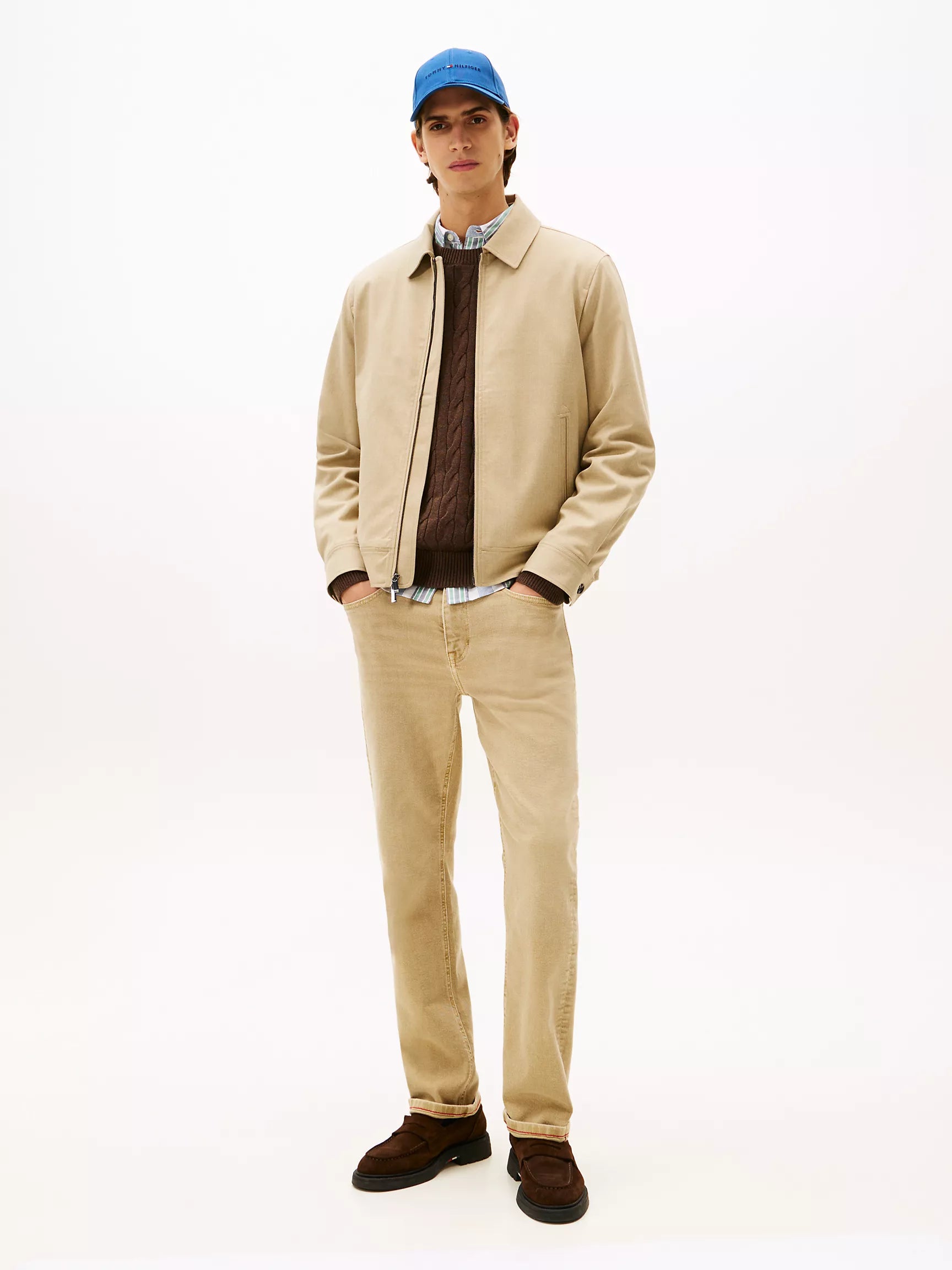 Tommy MENS' Lightweight Zip Ivy Jacket Classic Khaki