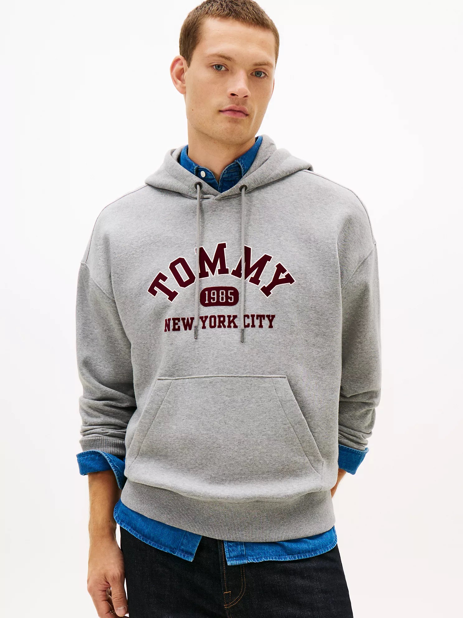 Mens' Tommy NYC Logo Hoodie Grey Heather