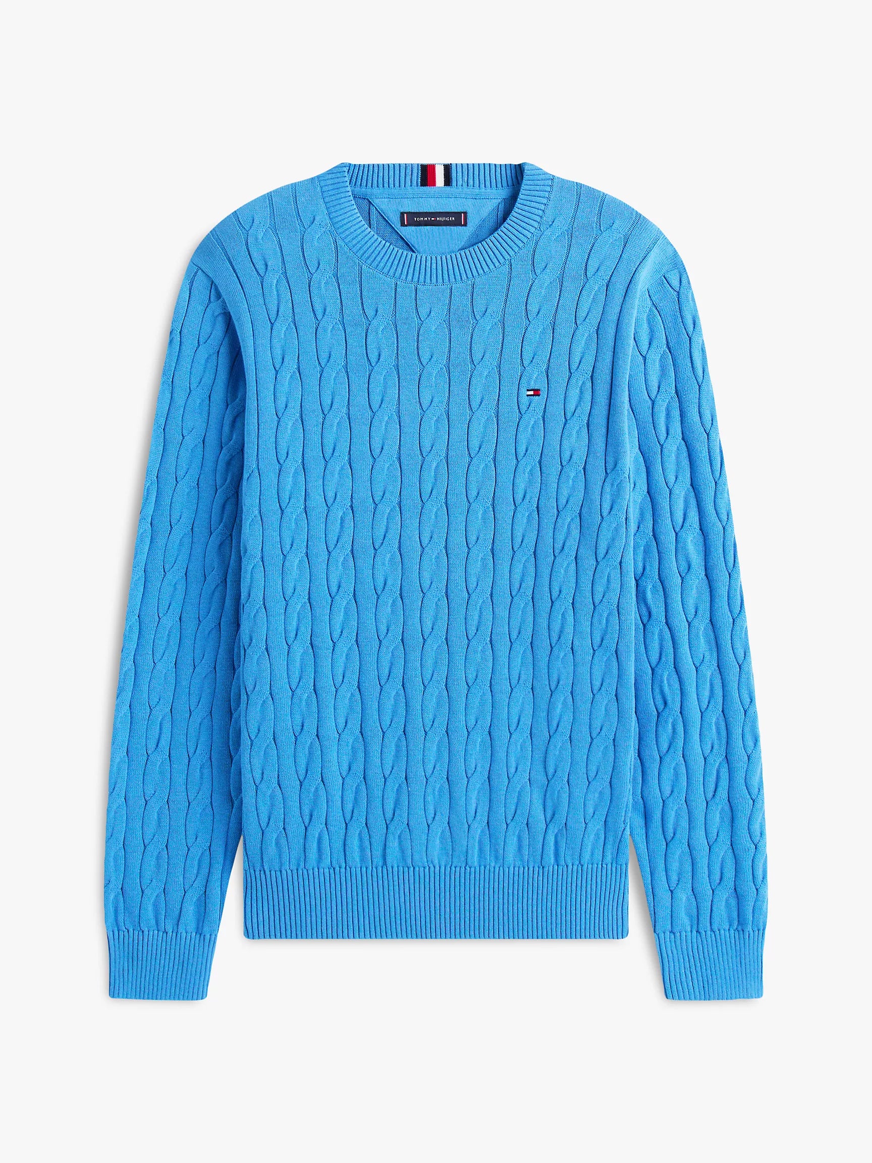 TOMMY MENS' Cable Knit Crewneck Sweater /Dusty Indigo