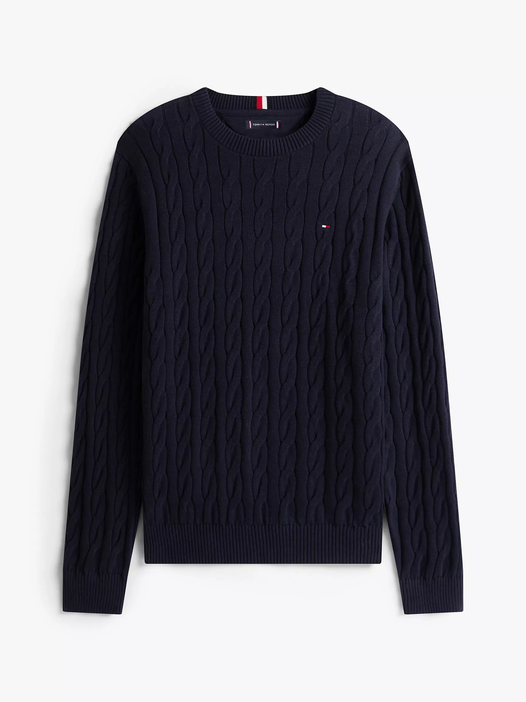 TOMMY MENS' Cable Knit Crewneck Sweater /Navy
