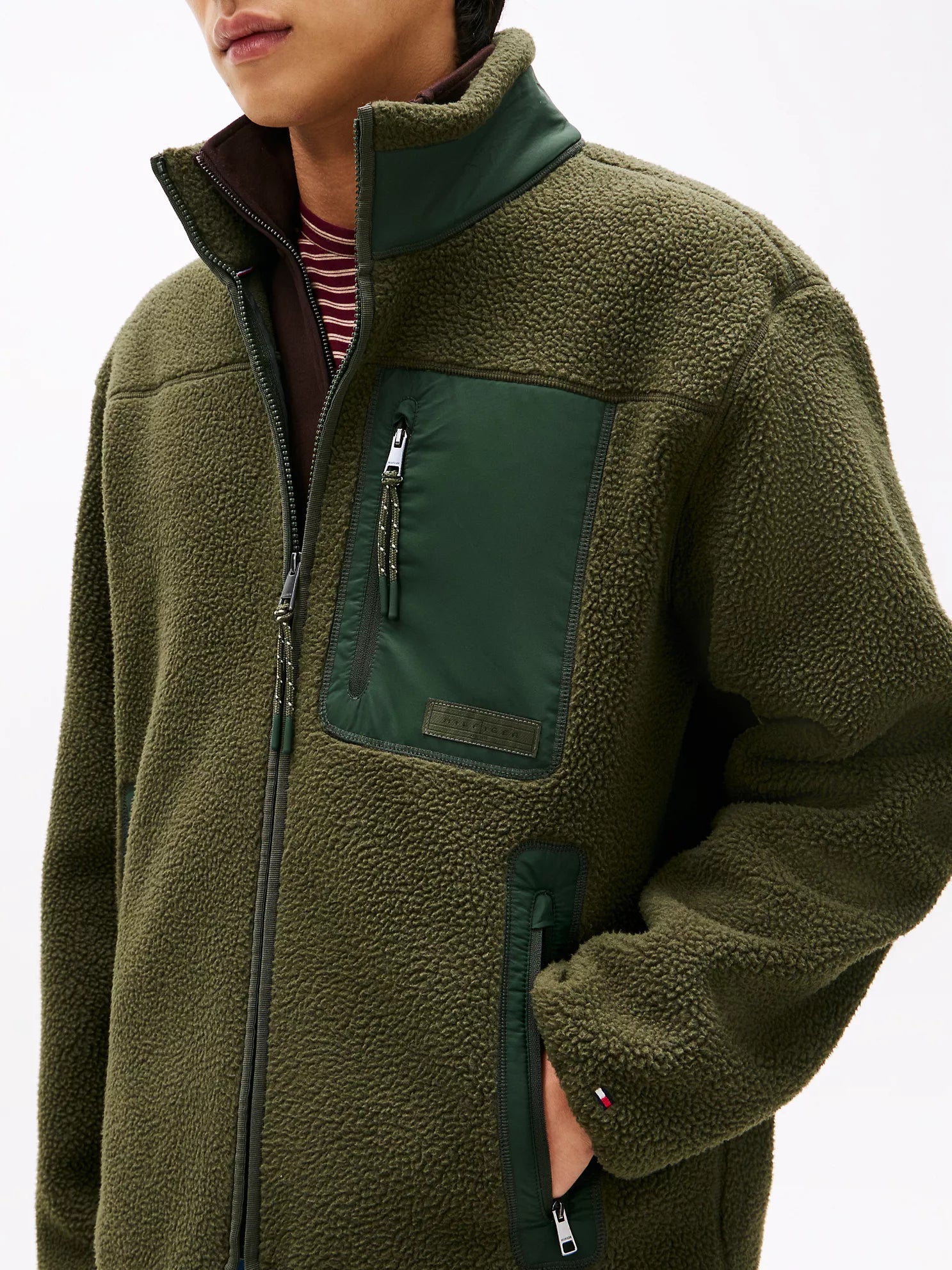 Tommy MENS' Teddy Fleece Zip Jacket Dark Olive