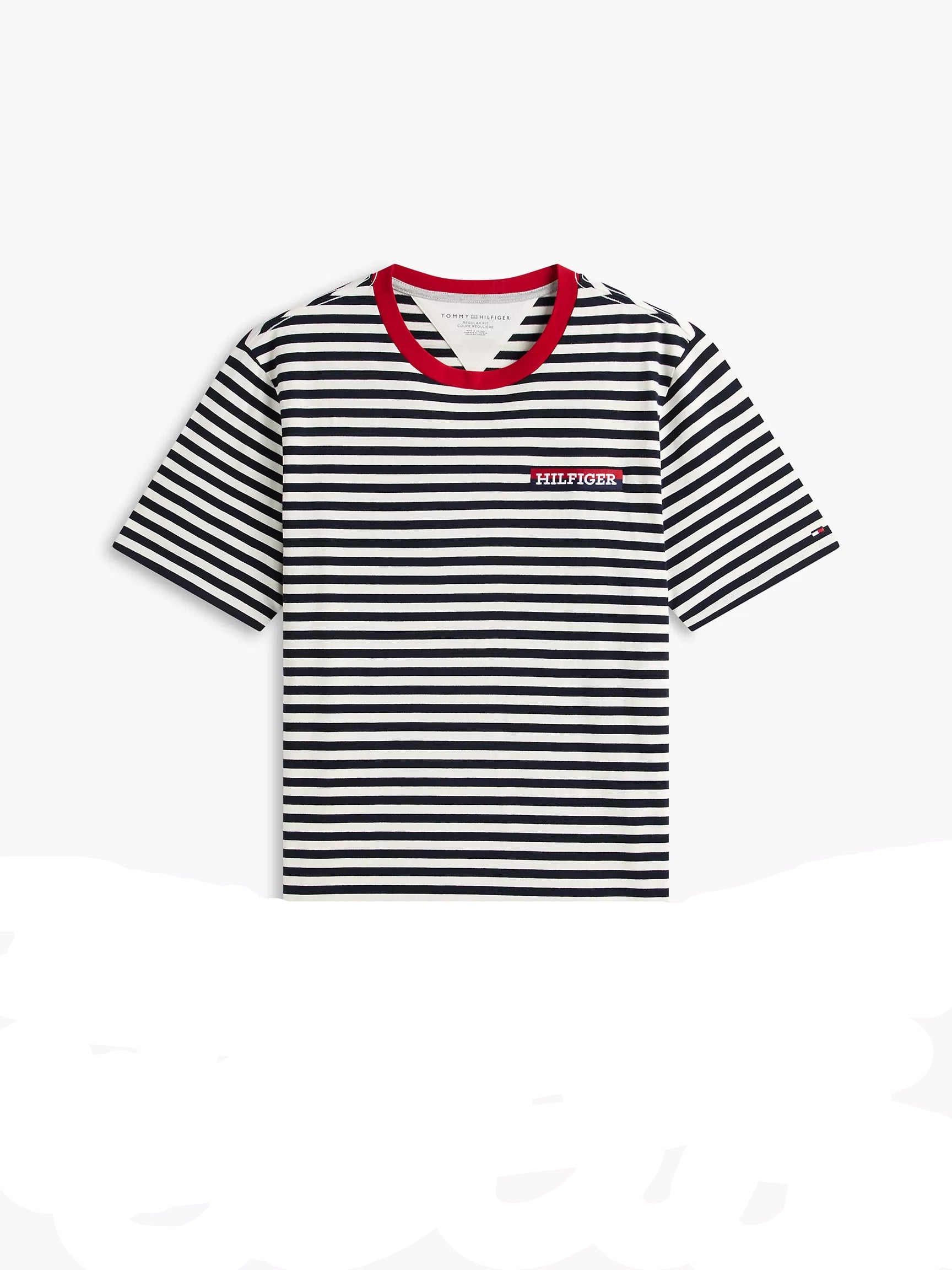 Tommy Kids' Striped Hilfiger Logo T-Shirt-Ivory Silk/Navy Stripe