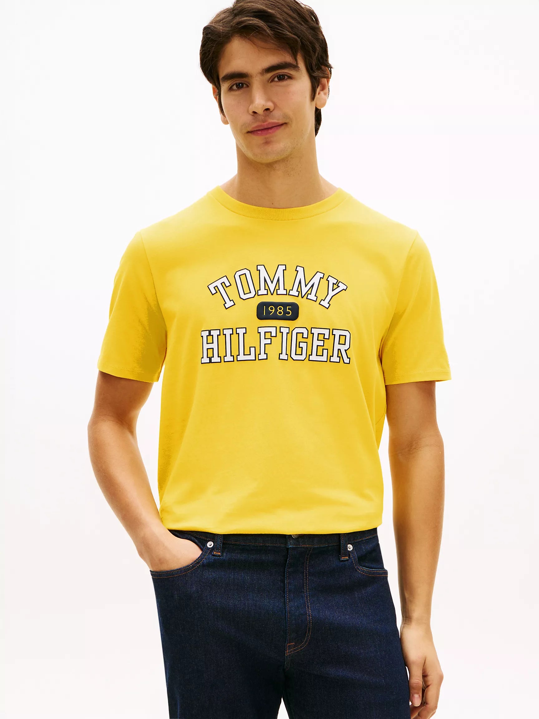 Tommy Varsity Logo T-Shirt-Yellow
