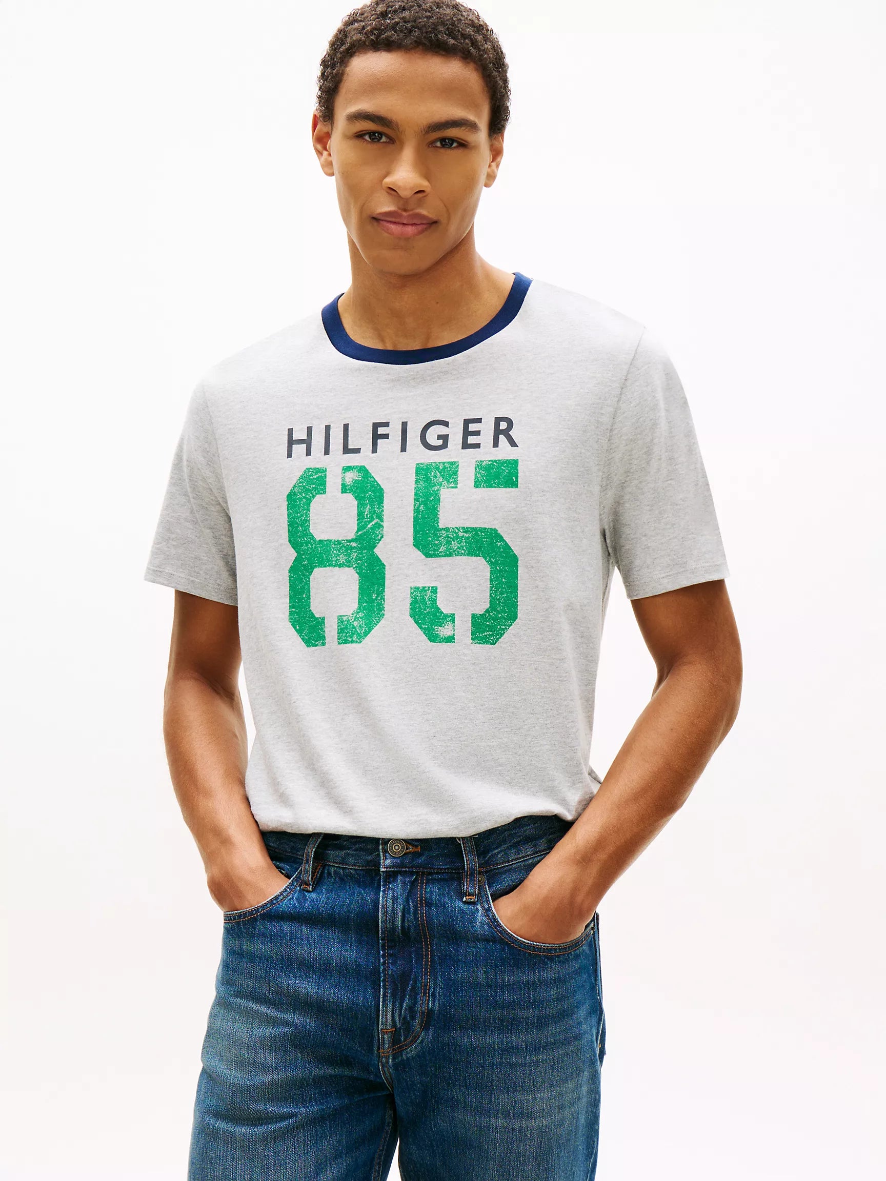 Hilfiger 85 Logo T-Shirt-Grey/Green