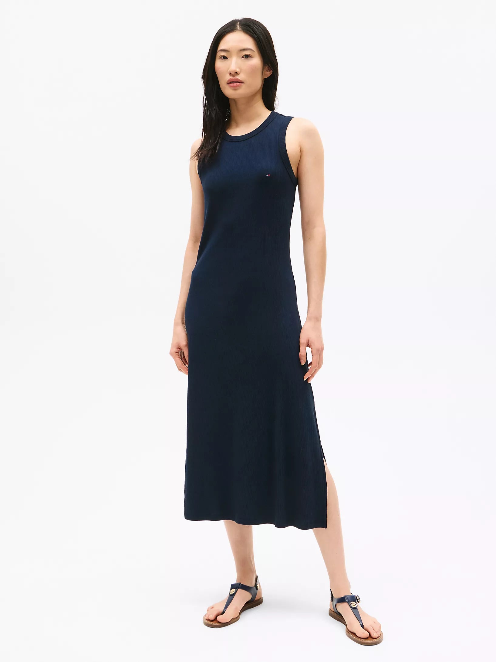 Womens' Tommy Sleeveless Ribbed Midi Dress