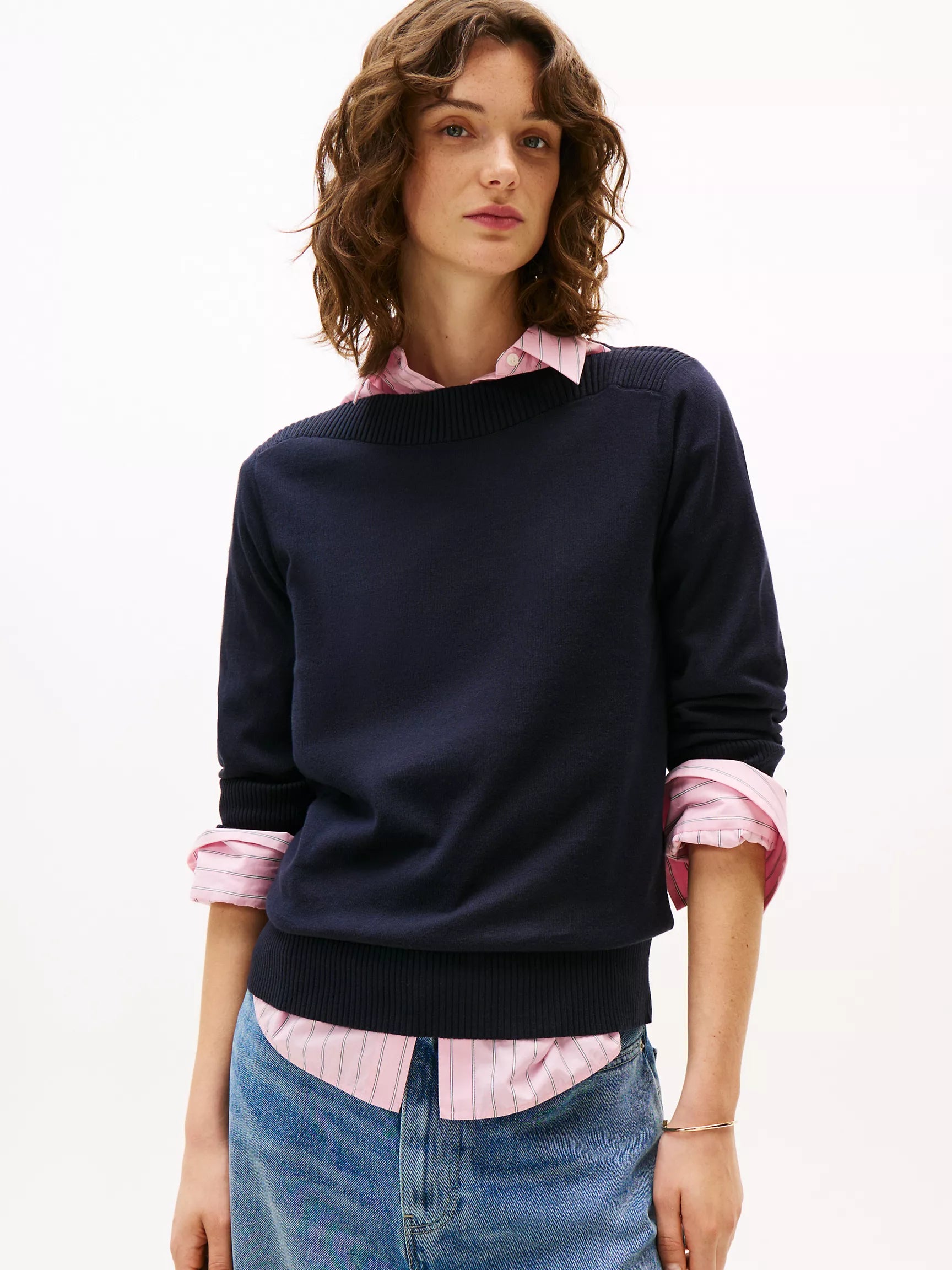 TOMMY WOMENS' Boatneck Sweater/Navy