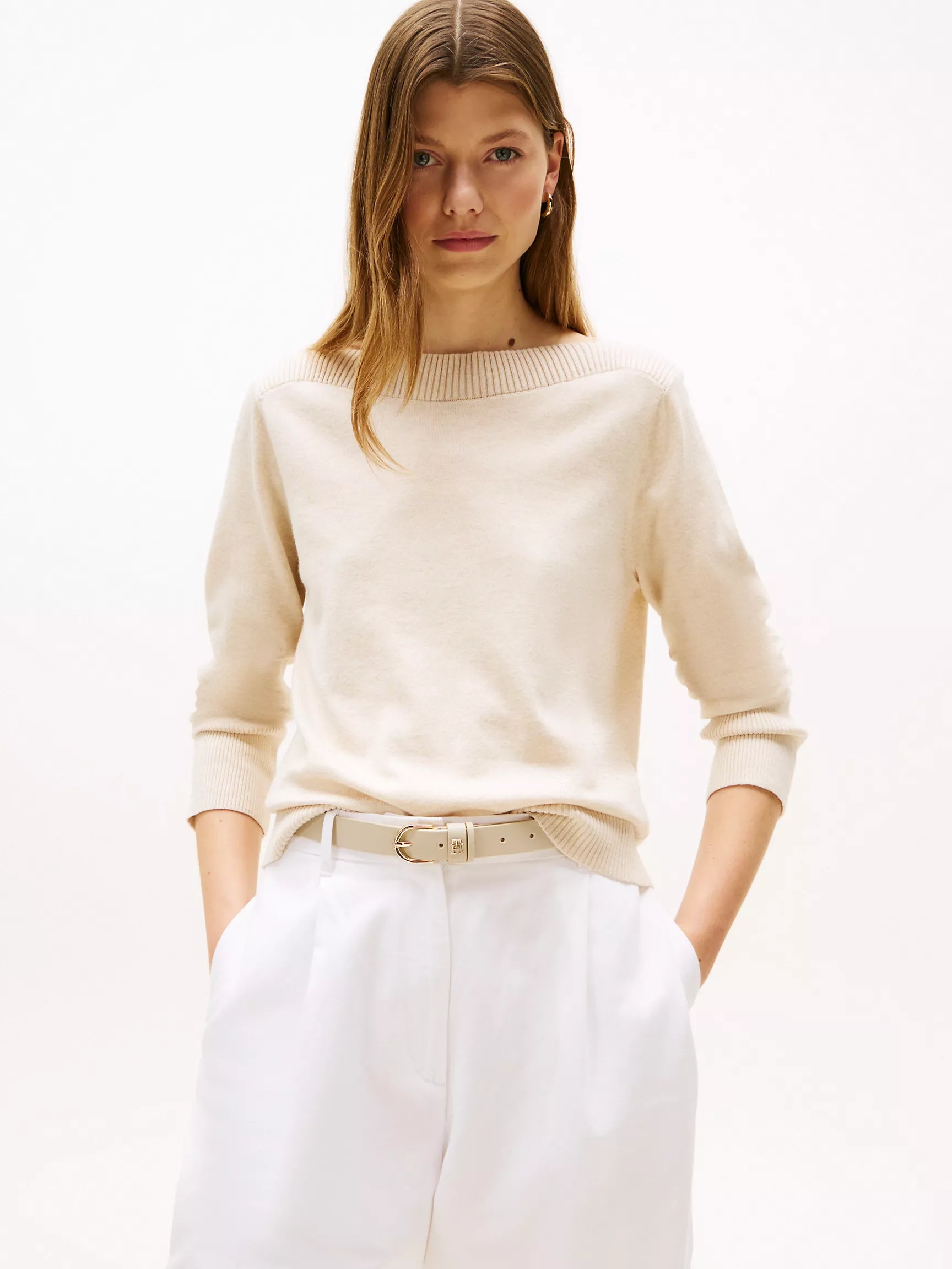 TOMMY WOMENS' Boatneck Sweater/Beige Heather