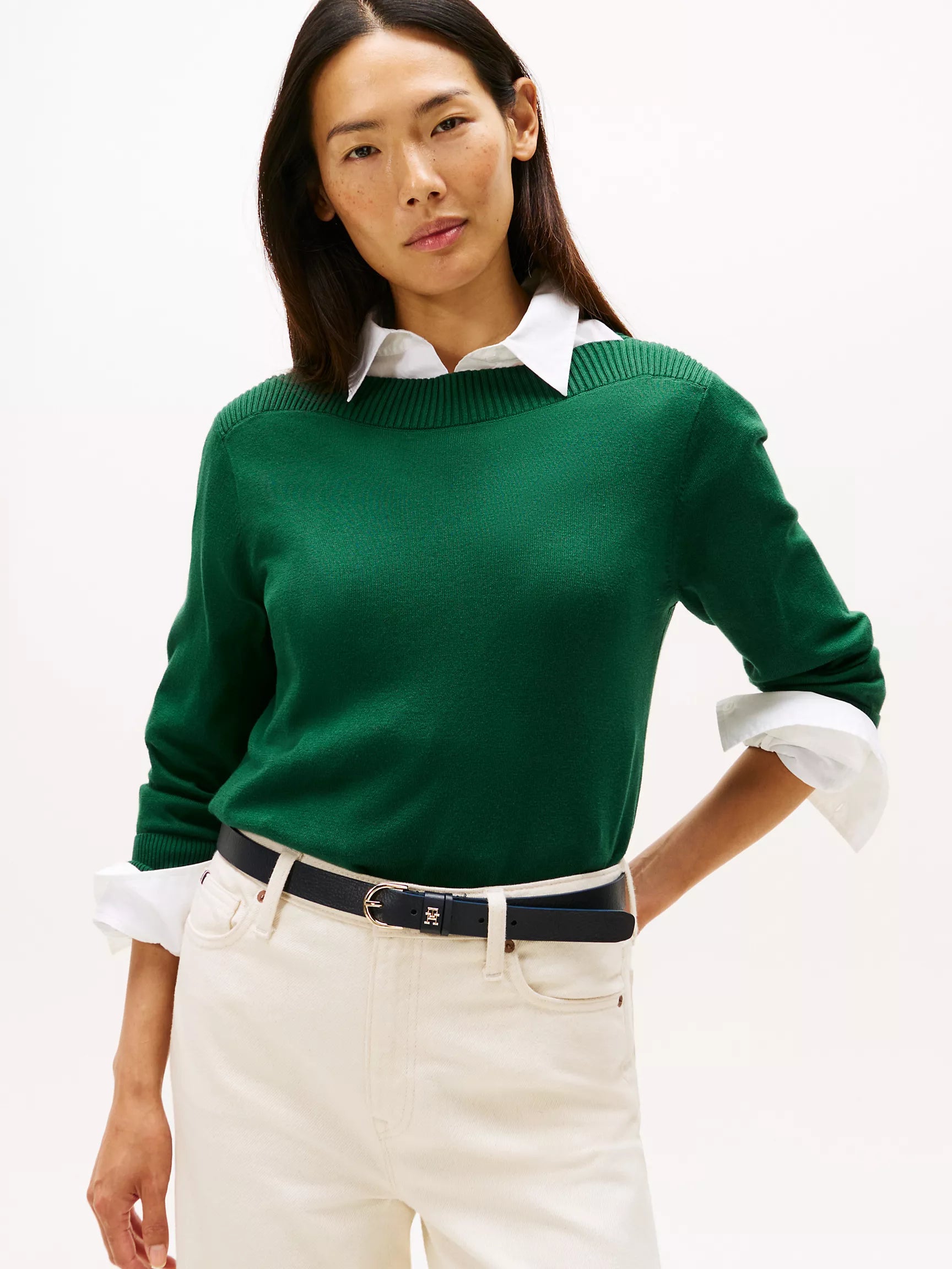 Tommy Womens' Boatneck Sweater/ Ornamental Green