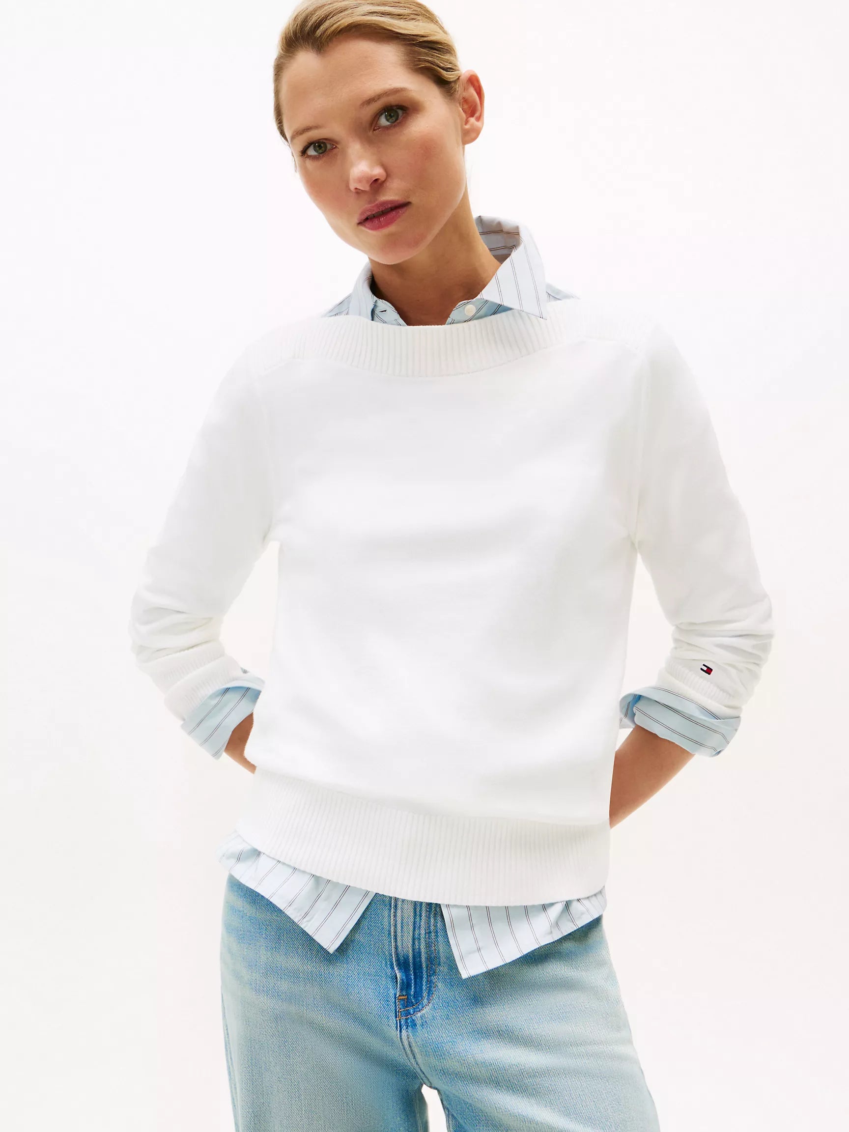 TOMMY WOMENS' Boatneck Sweater/Ecru