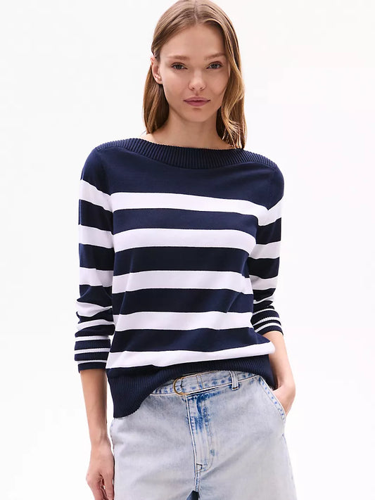 Tommy Womens' Stripe Boatneck Sweater