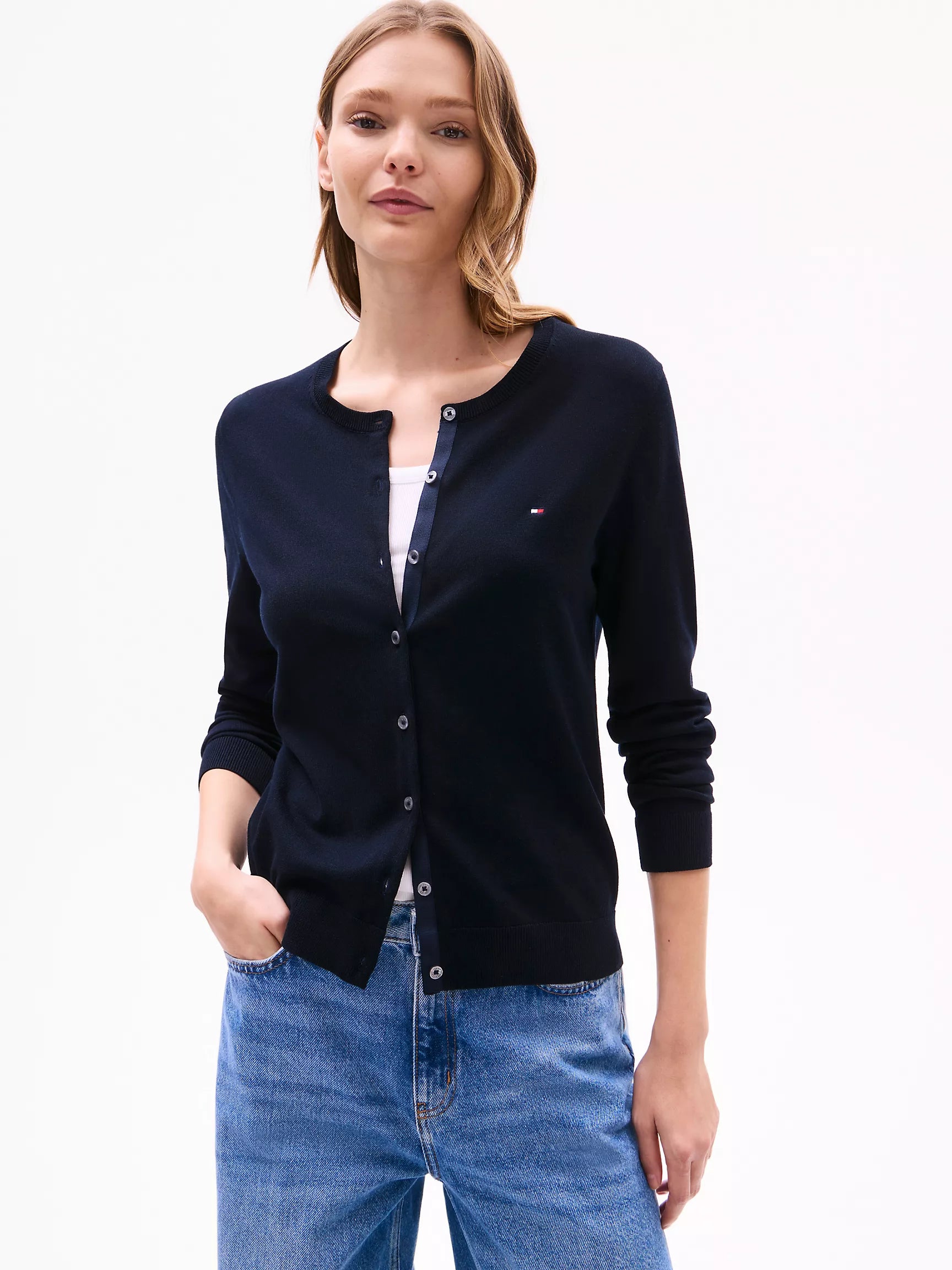 WOMEN TOMMY Lightweight Cardigan/ NAVY