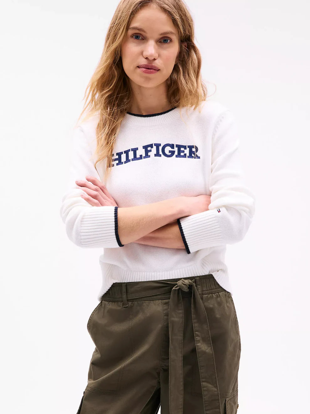 WOMENS' TOMMY Embroidered Hilfiger Logo Sweater