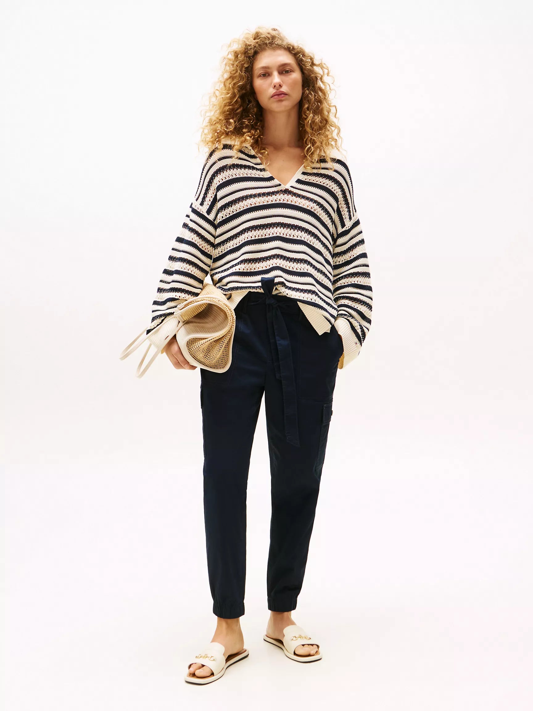 Tommy Womens' Belted Cargo Jogger/ Navy