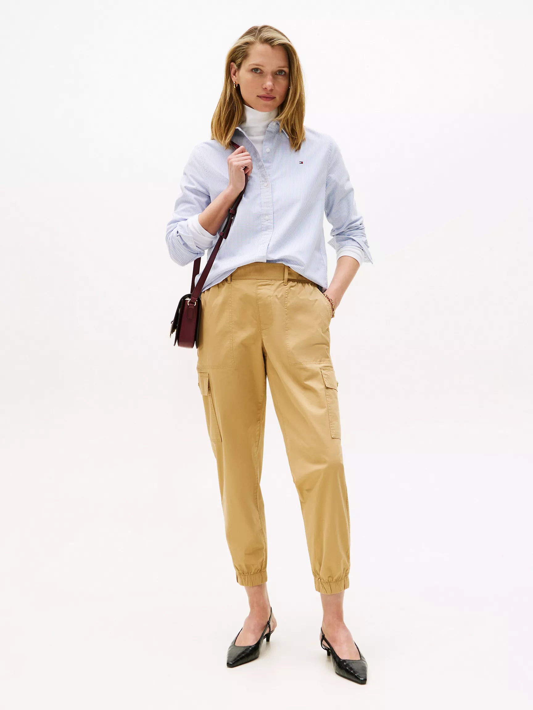 Tommy Womens' Belted Cargo Jogger/ Classic Khaki