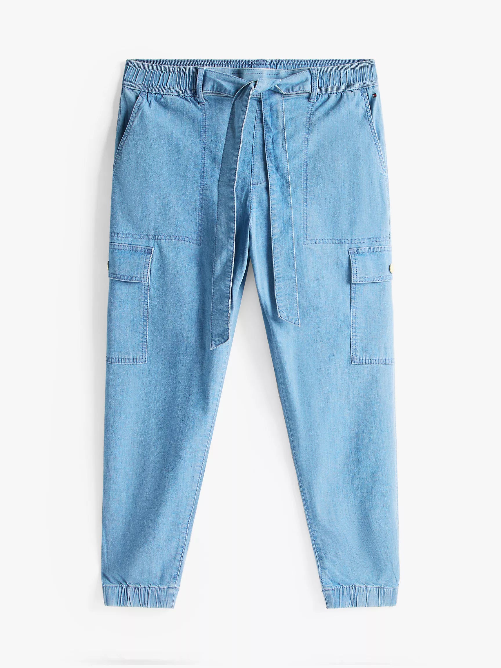 Tommy Womens' Belted Cargo Jogger/ Light Wash Chambray