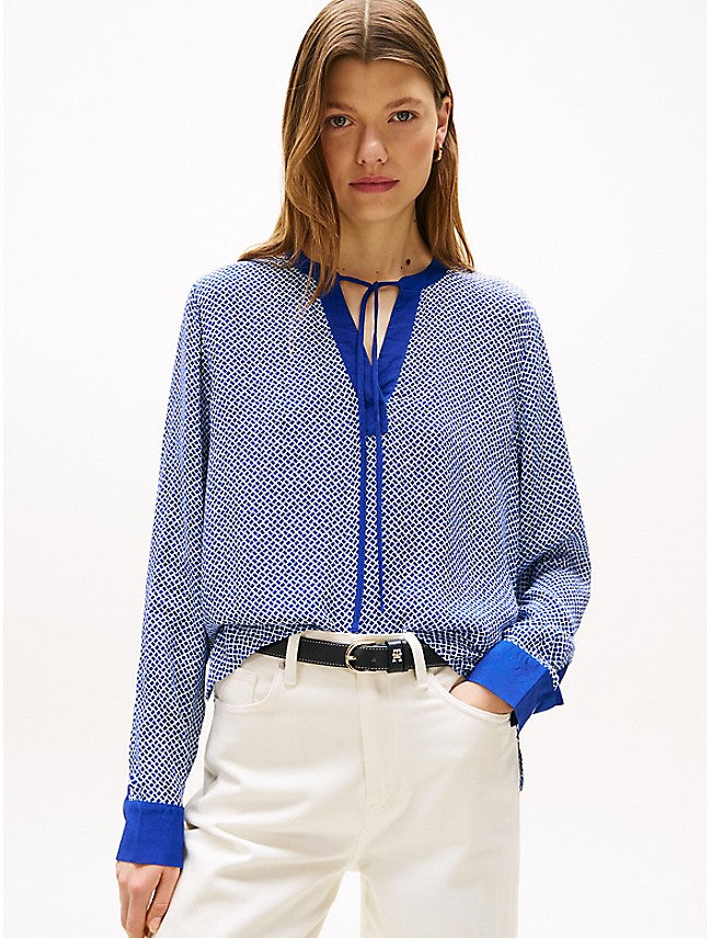 Tommy Hilfiger Women Cobblestone Print V-Neck Pullover