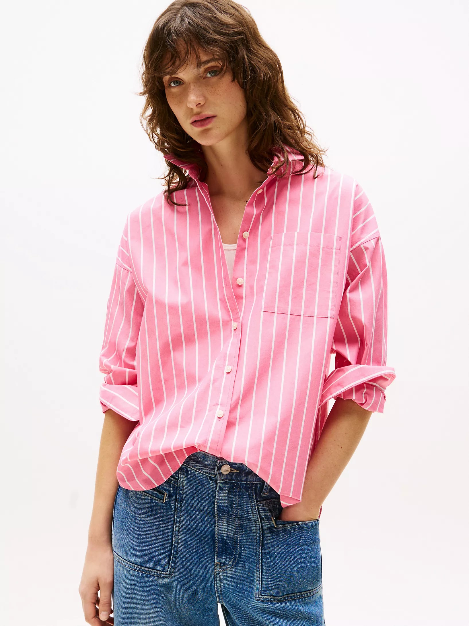Womens' Tommy Relaxed Fit Bold Stripe Shirt /