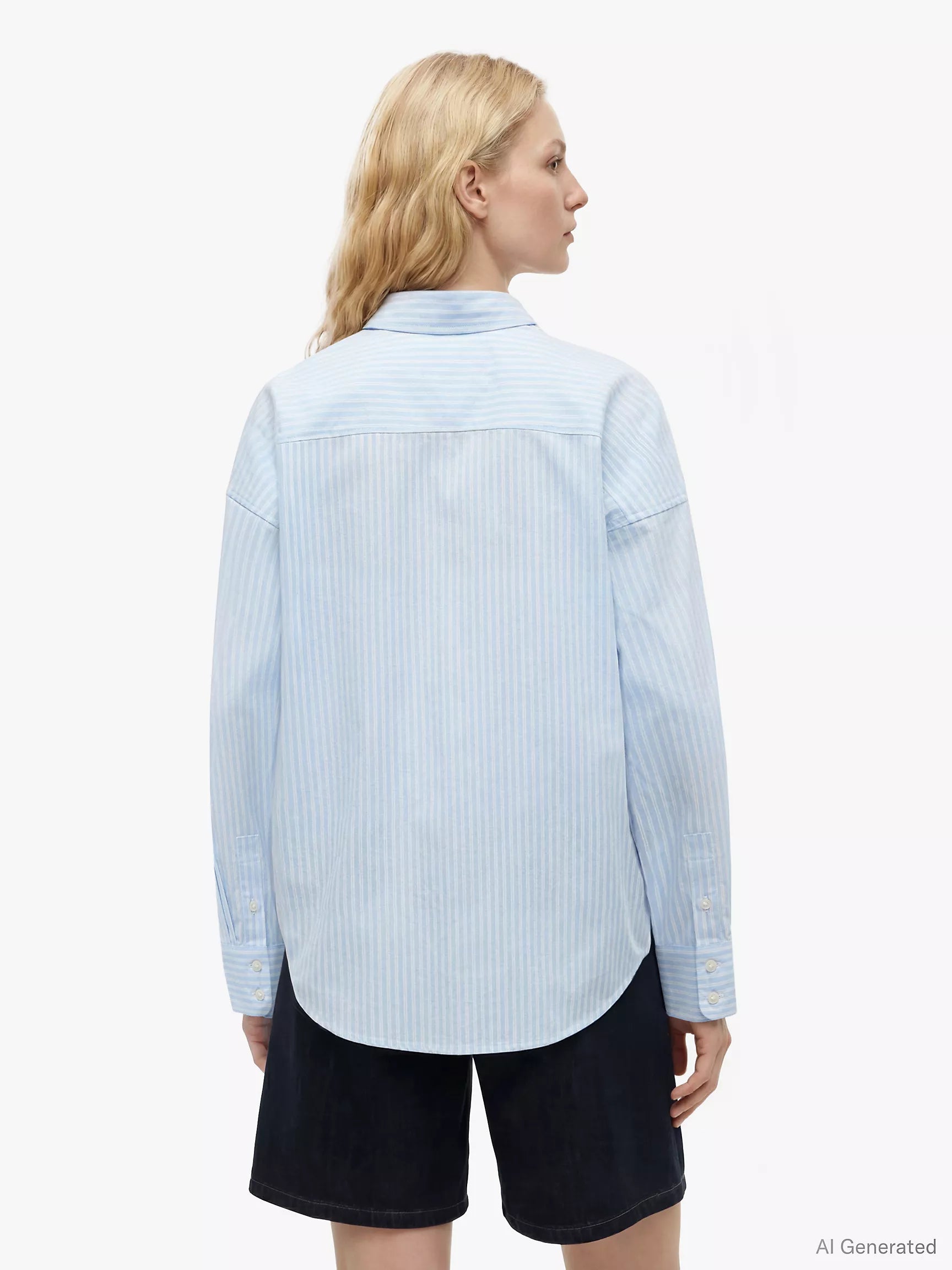 Tommy Hilfiger Womens' Relaxed Fit Crest Logo Striped Shirt-Vessel Blue