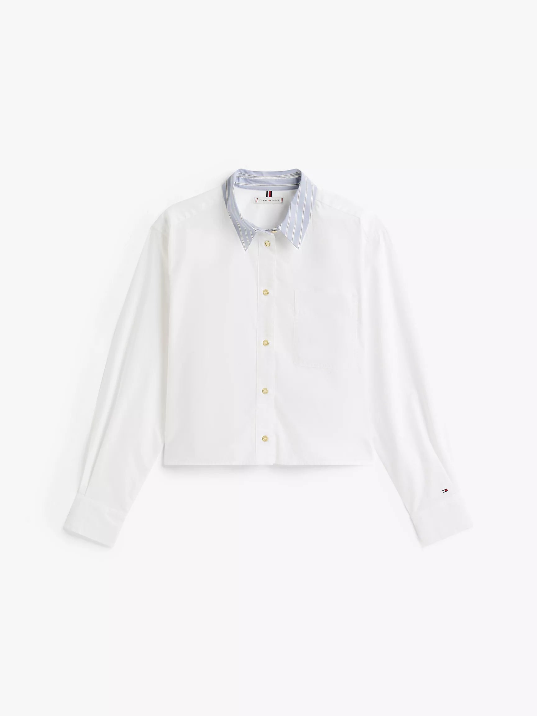 Tommy Womens'Relaxed Stripe Collar Poplin Shirt