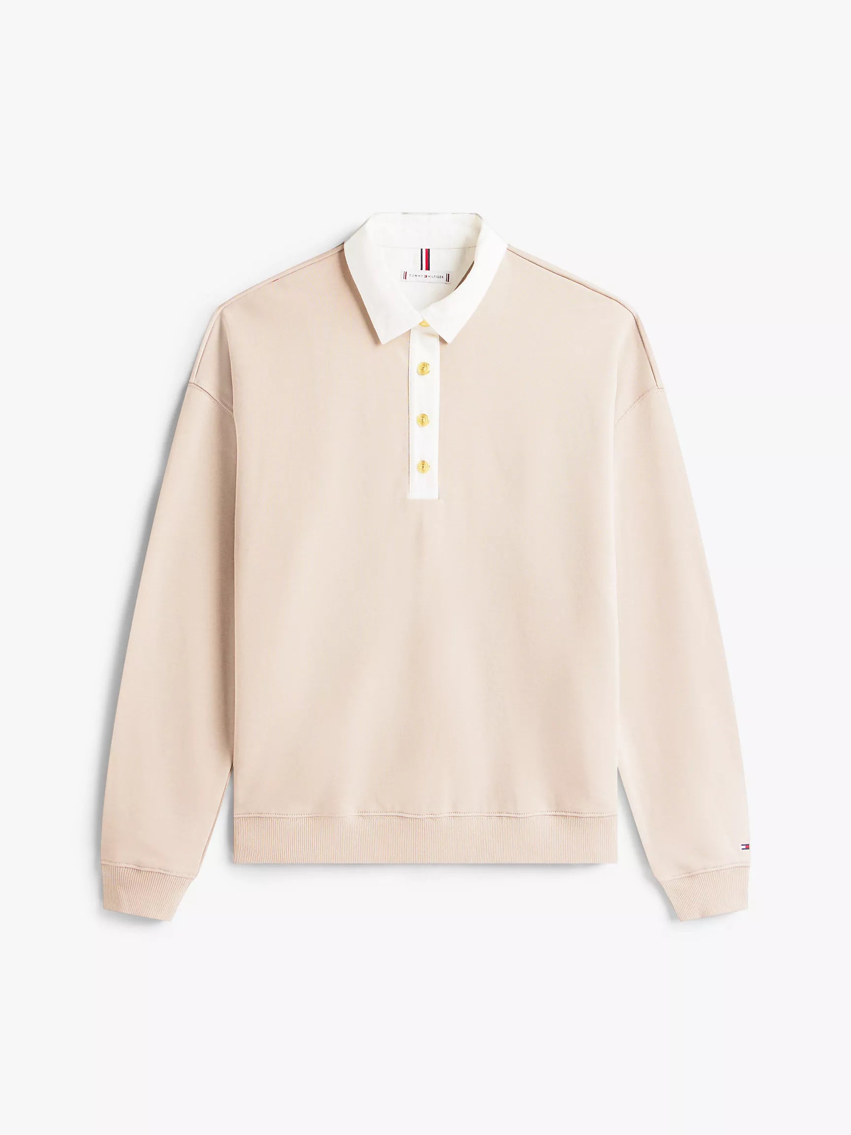 Tommy Womens' Gold-Button Polo Sweatshirt/ Stone