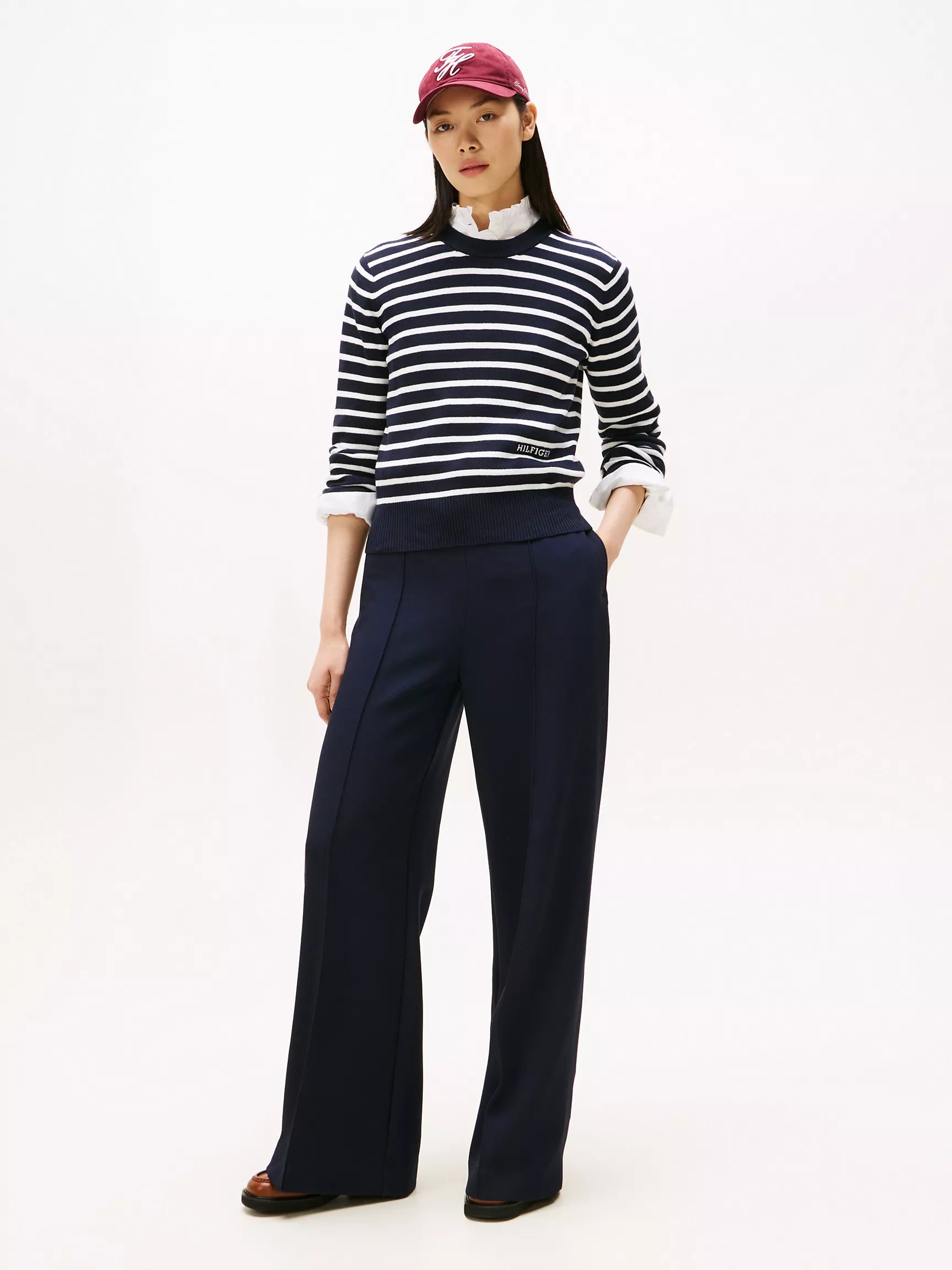 Tommy Mini-Stripe Crewneck Sweater/ Navy Blue