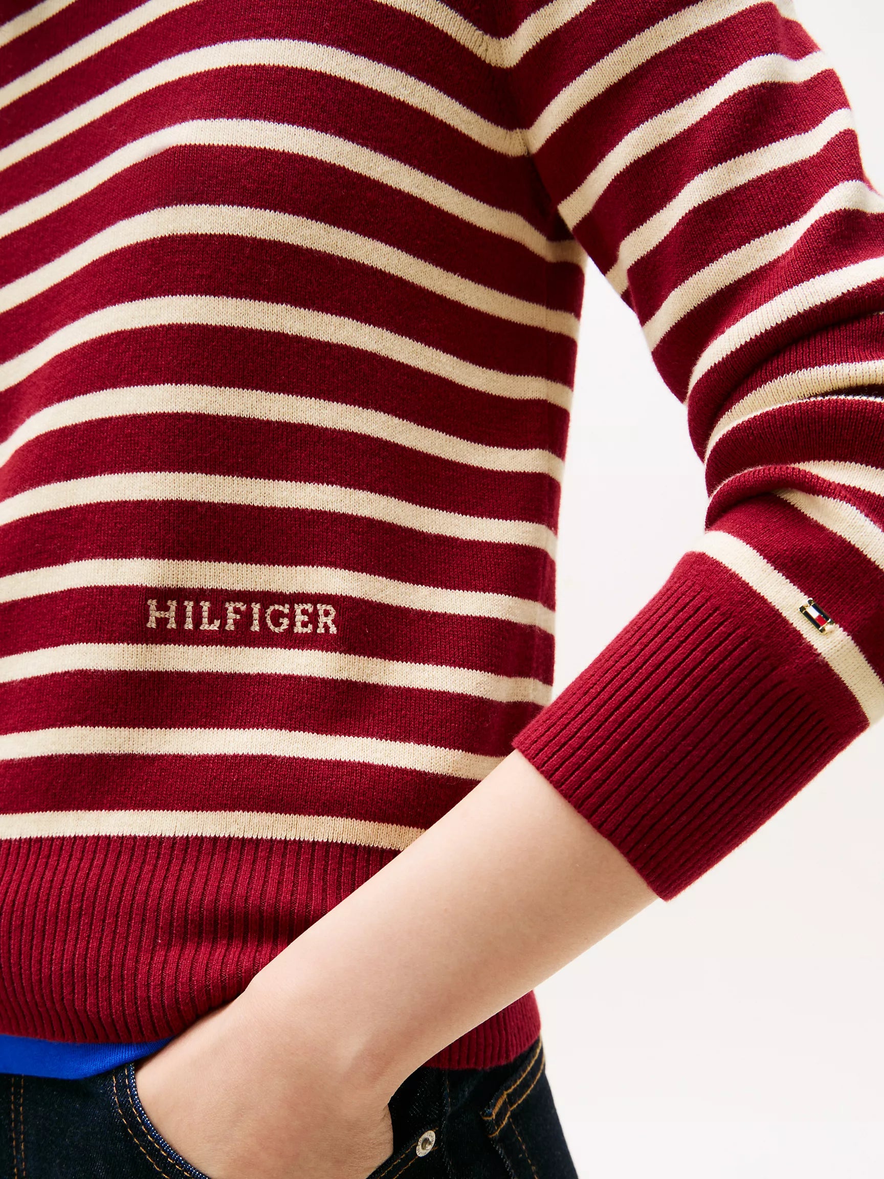 Womens' Tommy Mini-Stripe Crewneck Sweater