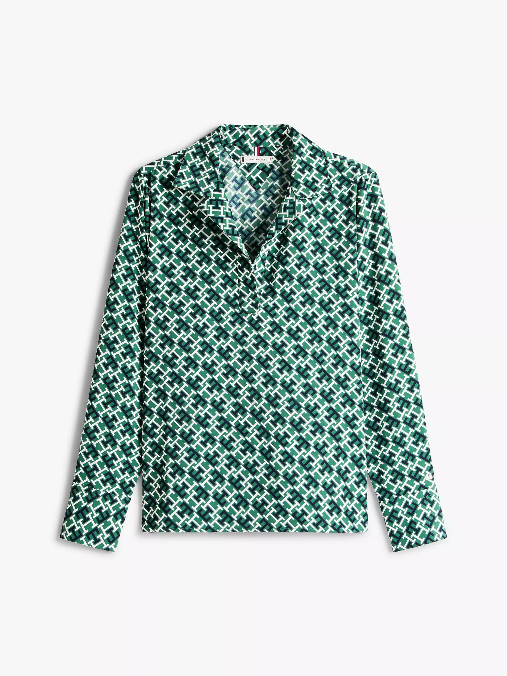 Tommy Womens' Monogram Print V-Neck Pullover Top