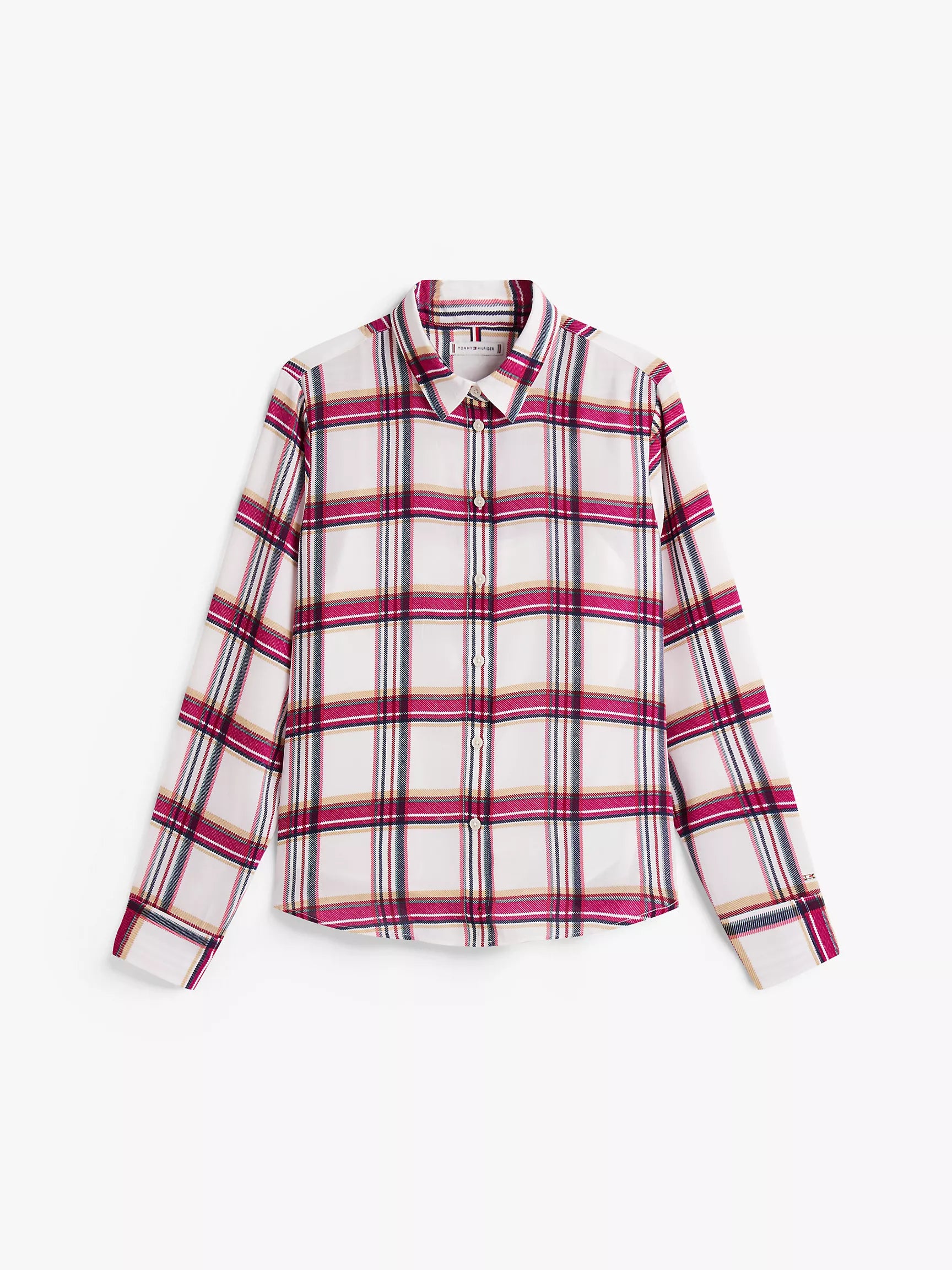 Tommy Womens' Relaxed Plaid Georgette Shirt /Ivory