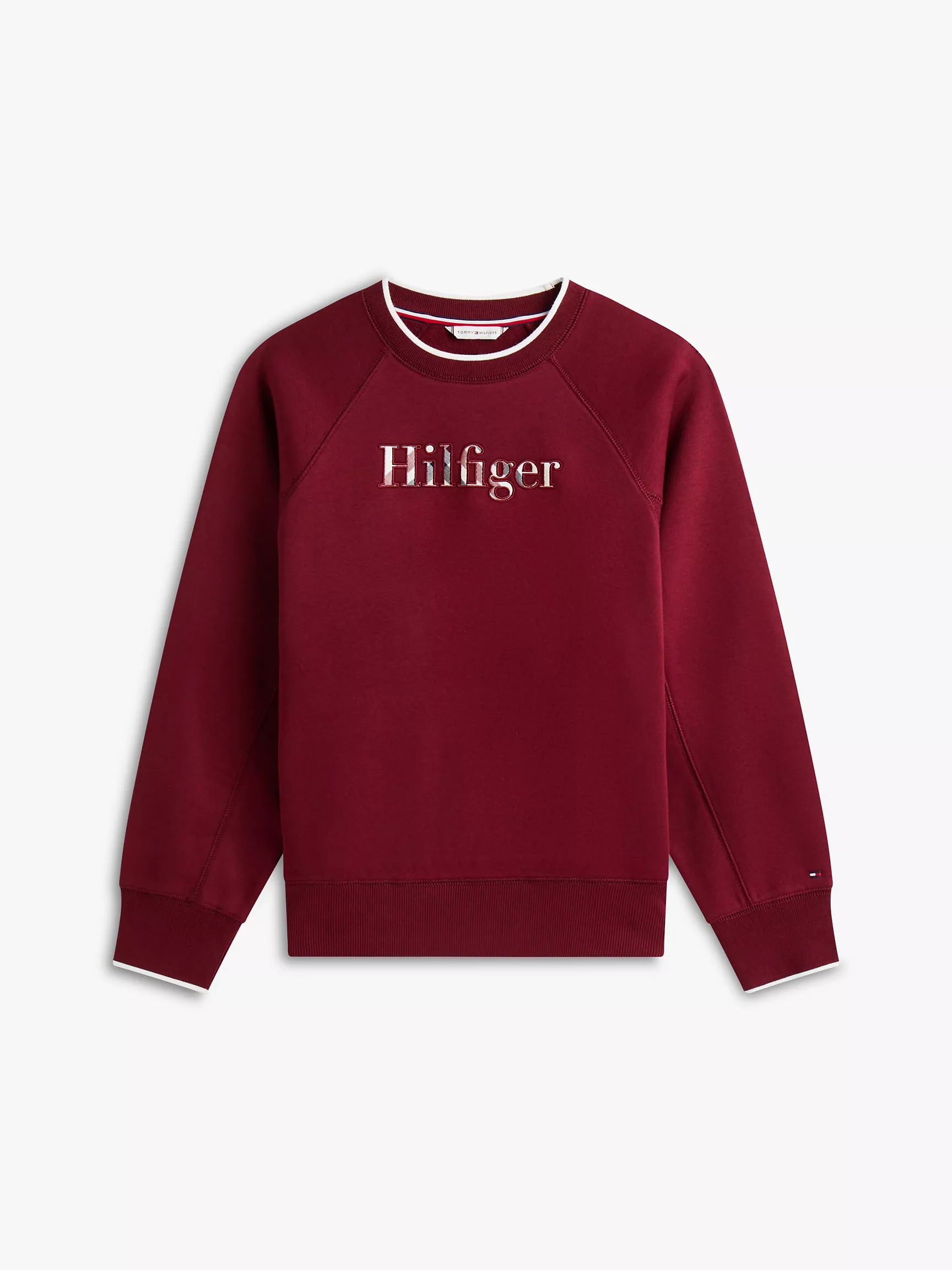 Womens' Tommy Plaid Hilfiger Logo Sweatshirt Burgundy