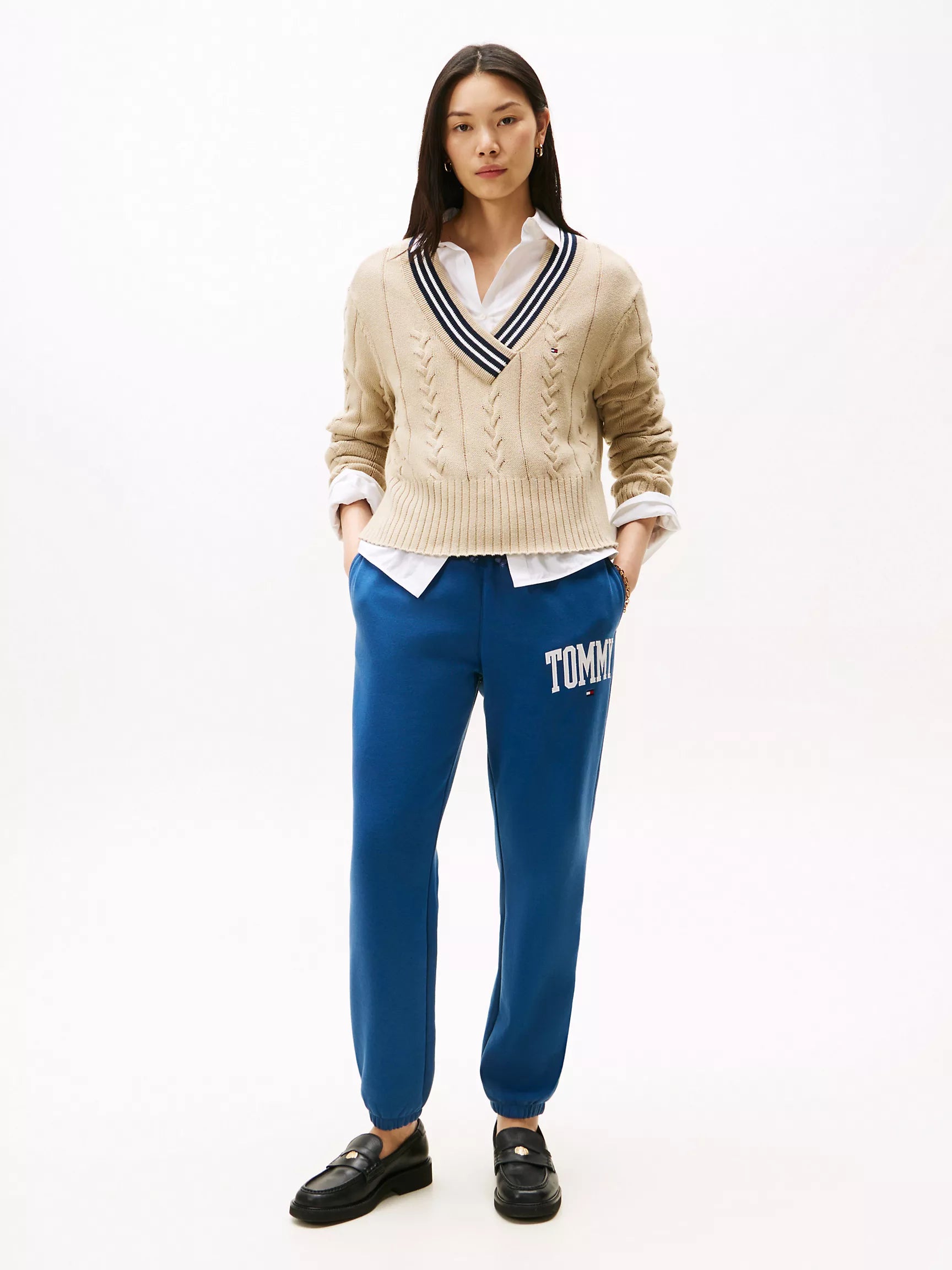 Tommy Womens' Varsity Tommy Logo Sweatpant/ Fossil Blue